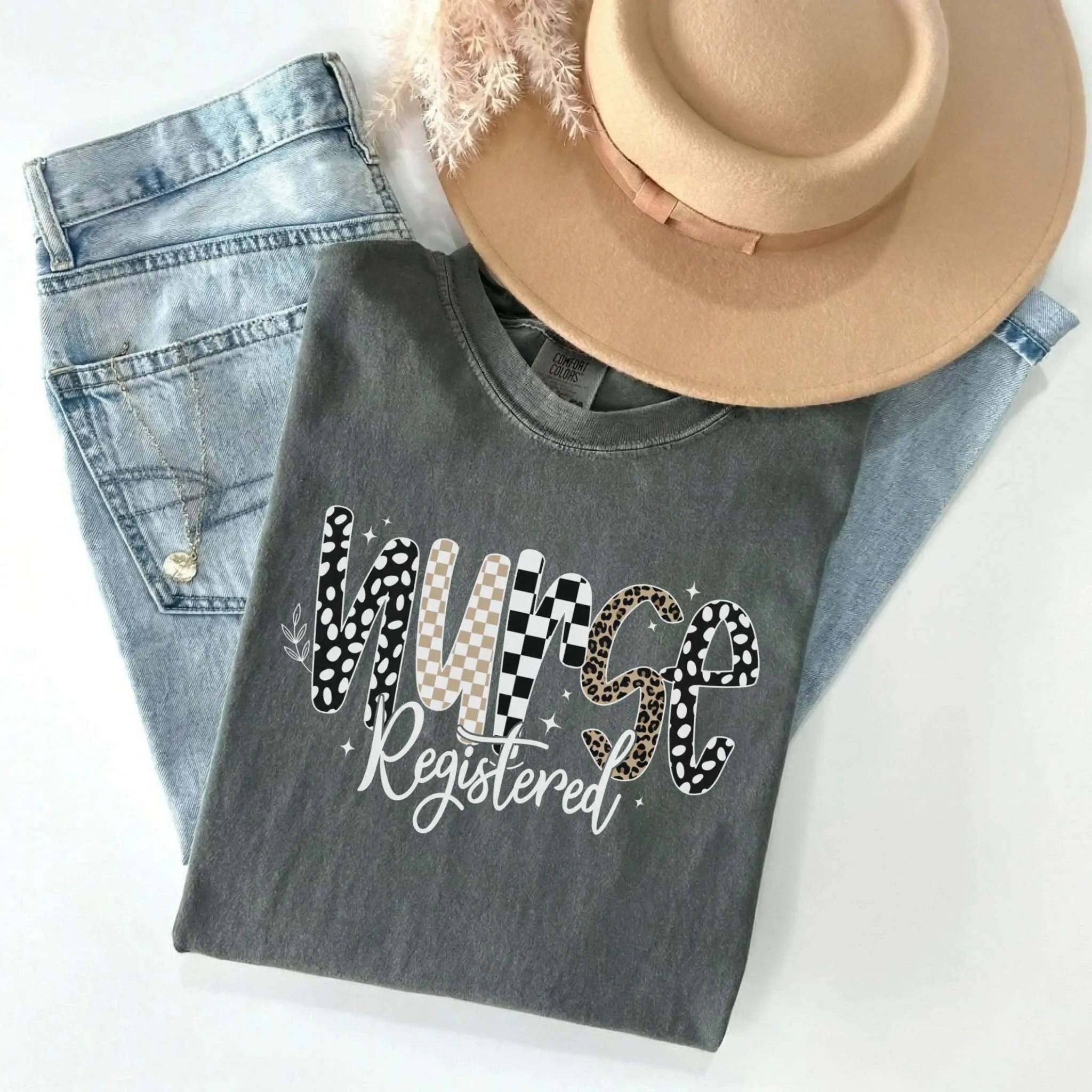 Registered Nurse Mixed Pattern Comfort Colors Tee