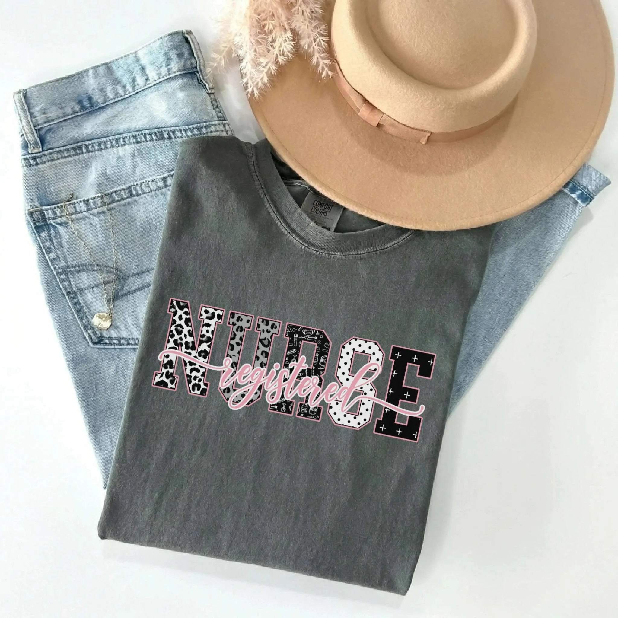 Registered Nurse Leopard Pattern Comfort Colors Tee