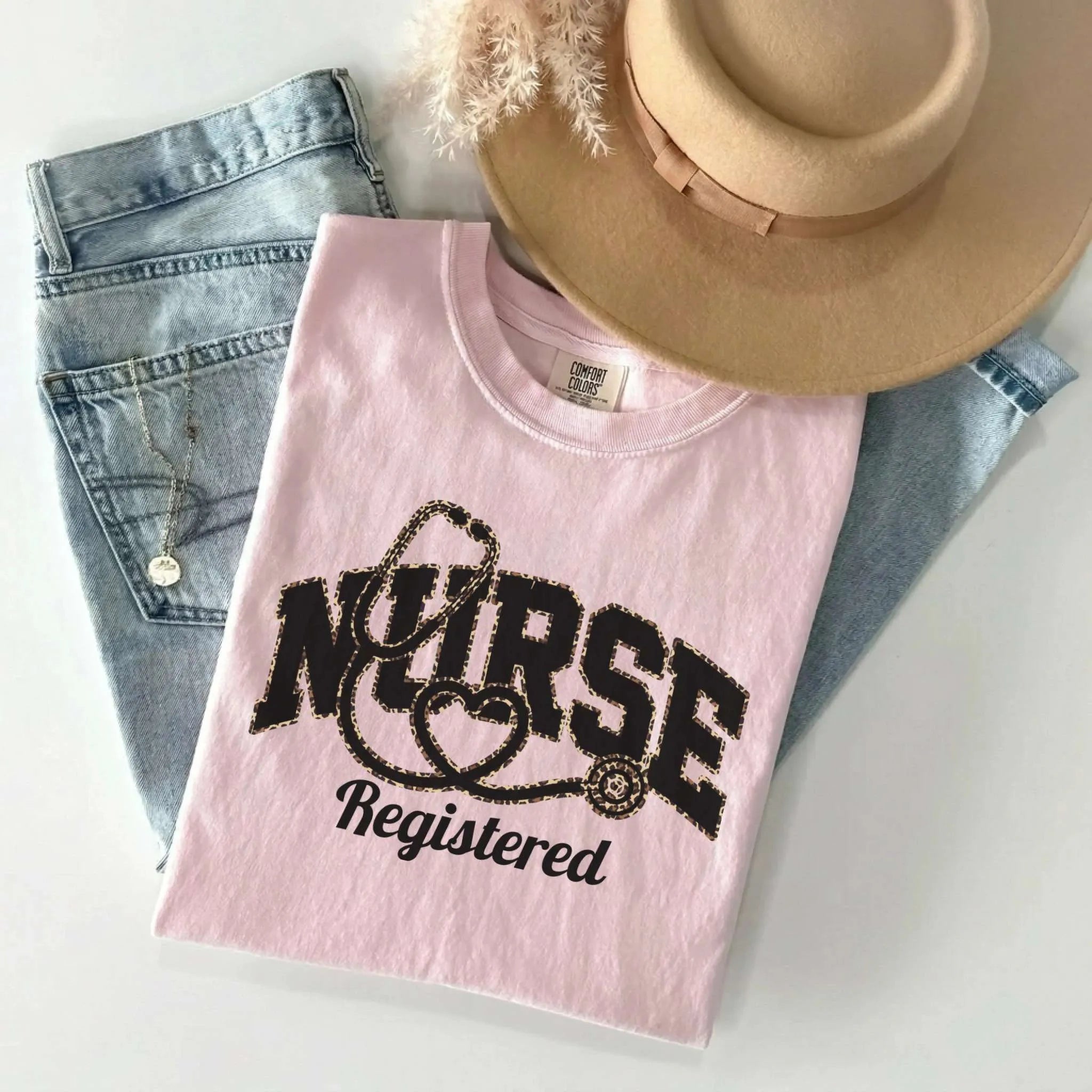 Registered Nurse Leopard Stethoscope Comfort Colors Tee