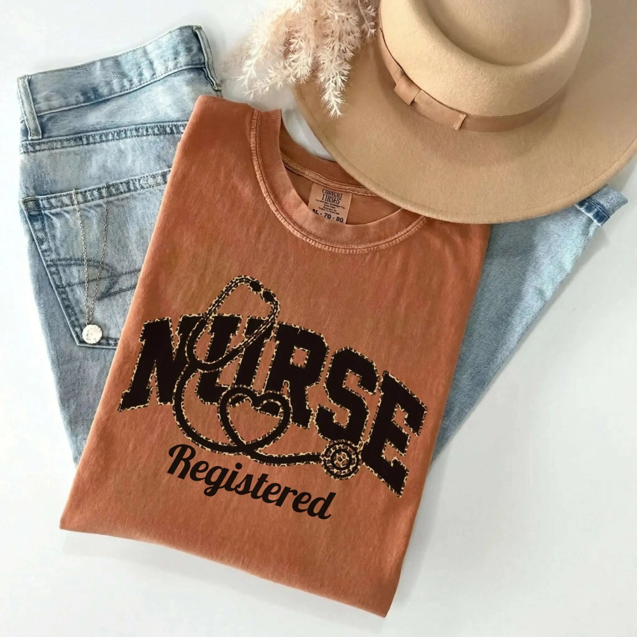 Registered Nurse Leopard Stethoscope Comfort Colors Tee