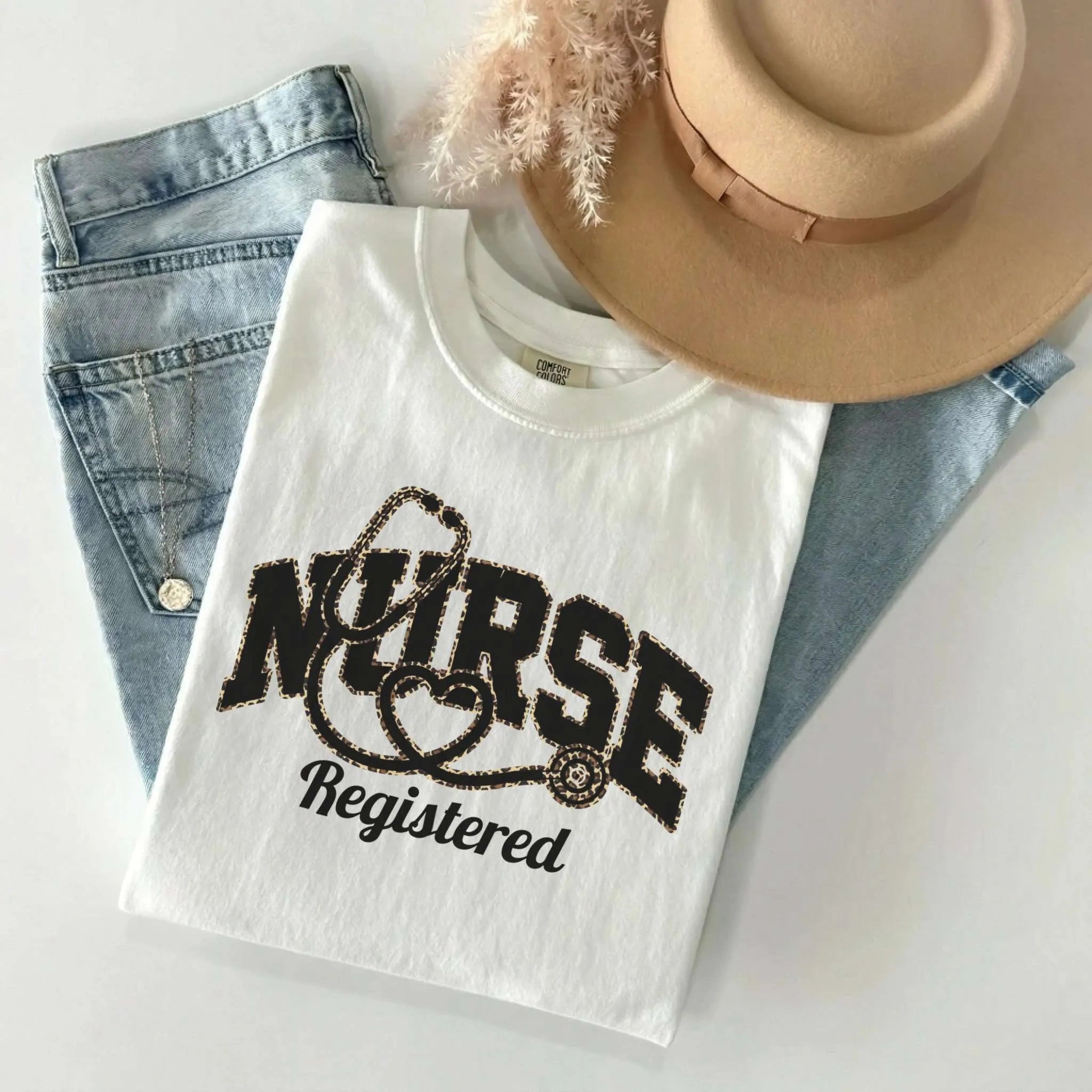 Registered Nurse Leopard Stethoscope Comfort Colors Tee