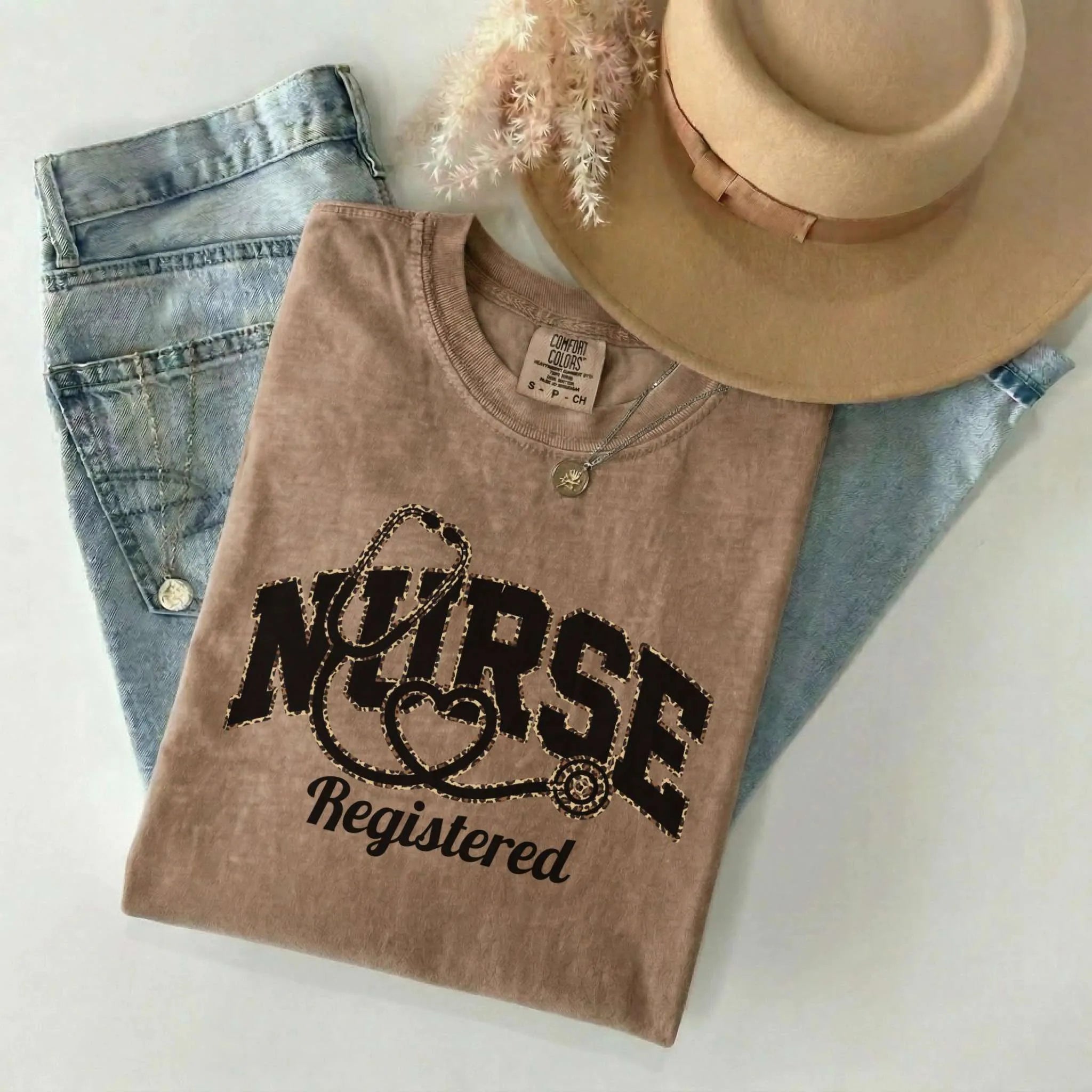 Registered Nurse Leopard Stethoscope Comfort Colors Tee