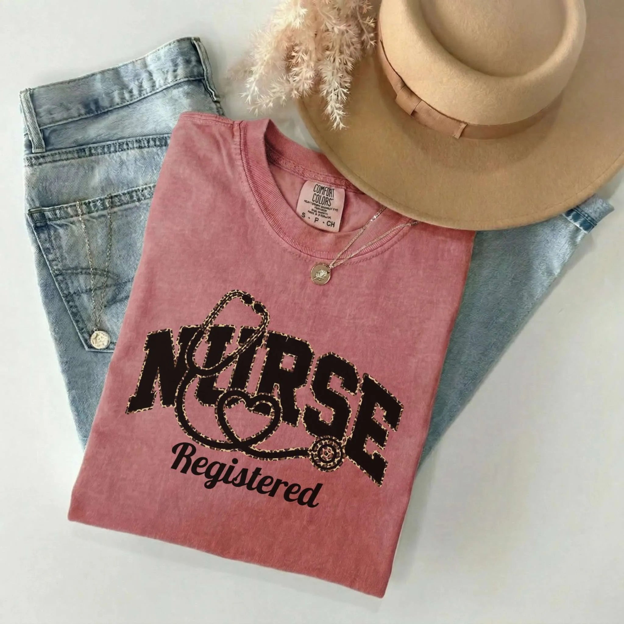 Registered Nurse Leopard Stethoscope Comfort Colors Tee