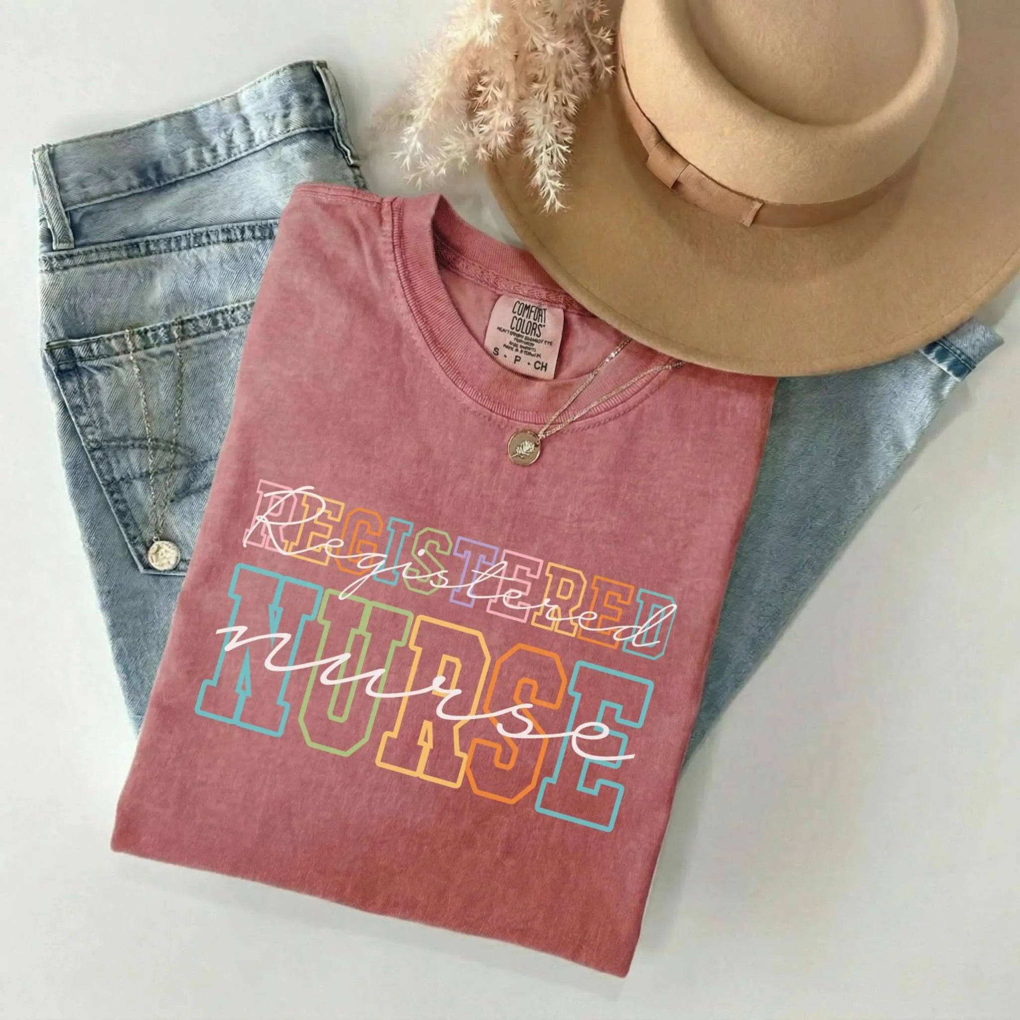 Registered Nurse Varsity Outline Comfort Colors Tee