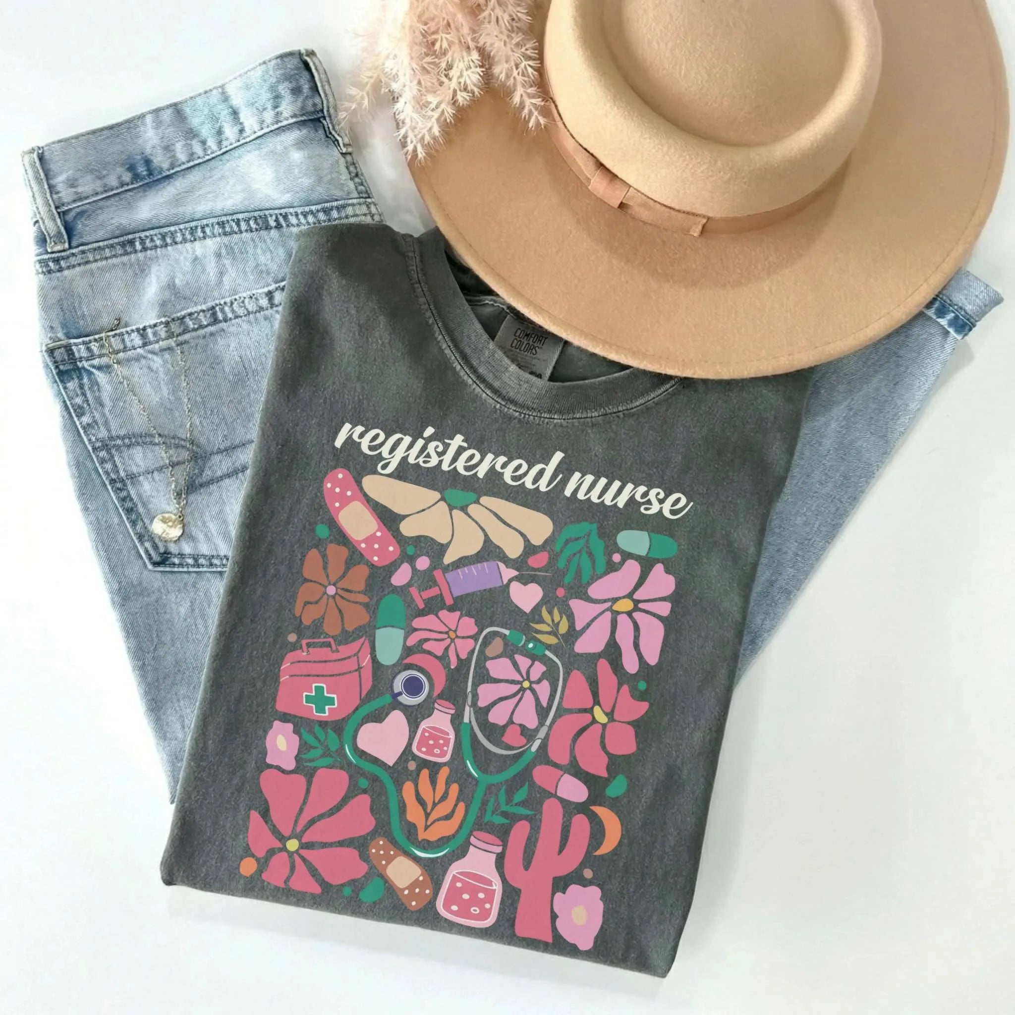 Registered Nurse Floral Matisse Comfort Colors Tee
