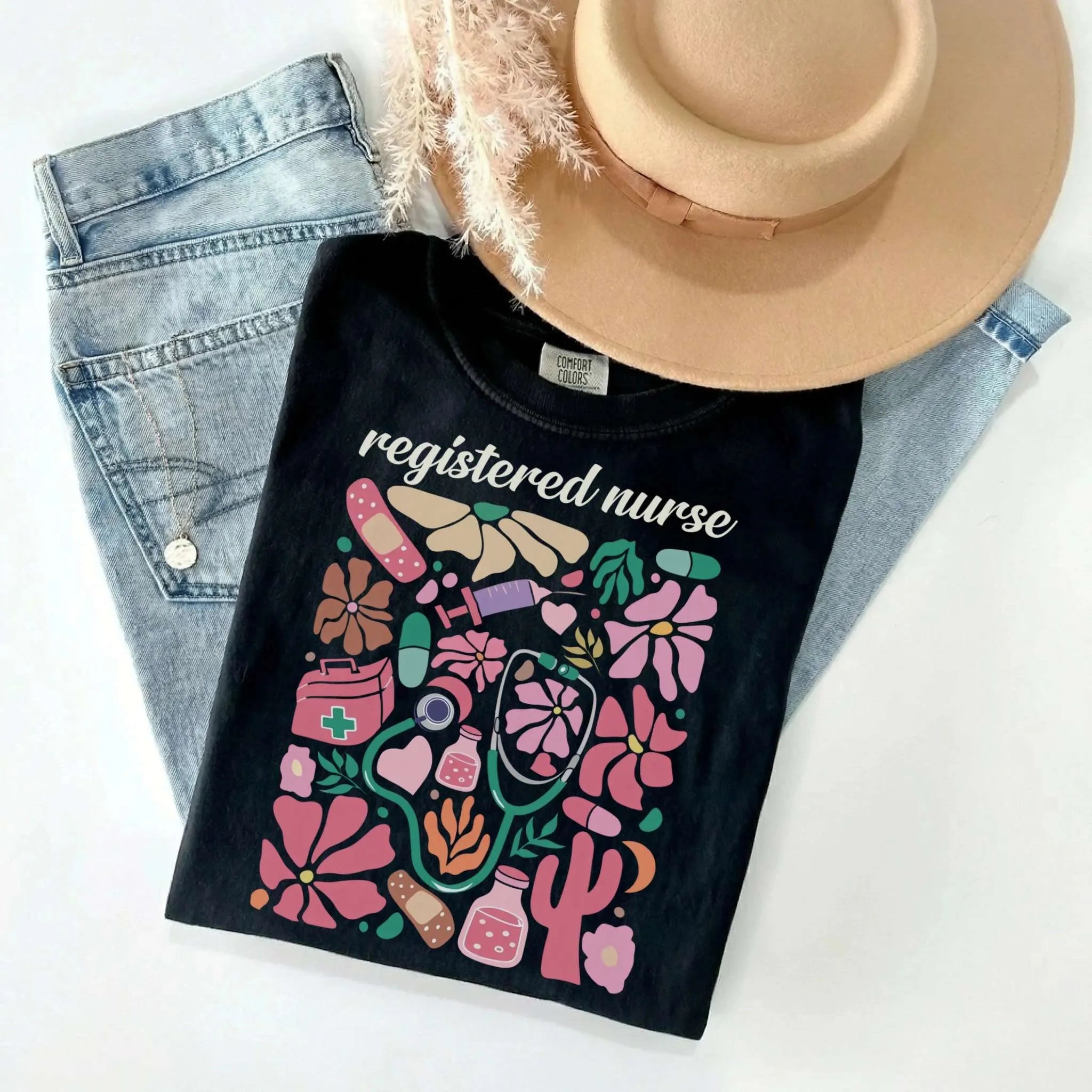 Registered Nurse Floral Matisse Comfort Colors Tee