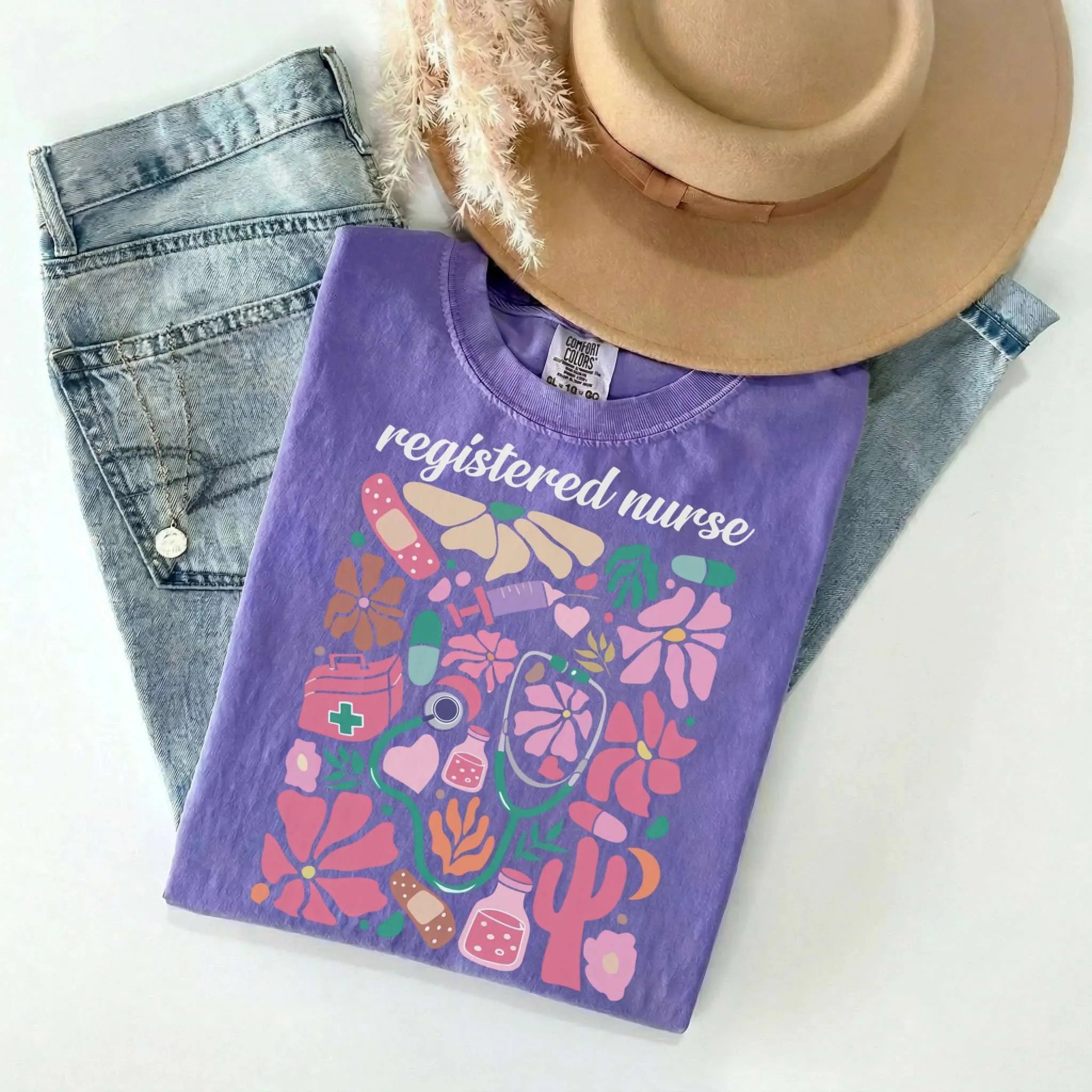 Registered Nurse Floral Matisse Comfort Colors Tee