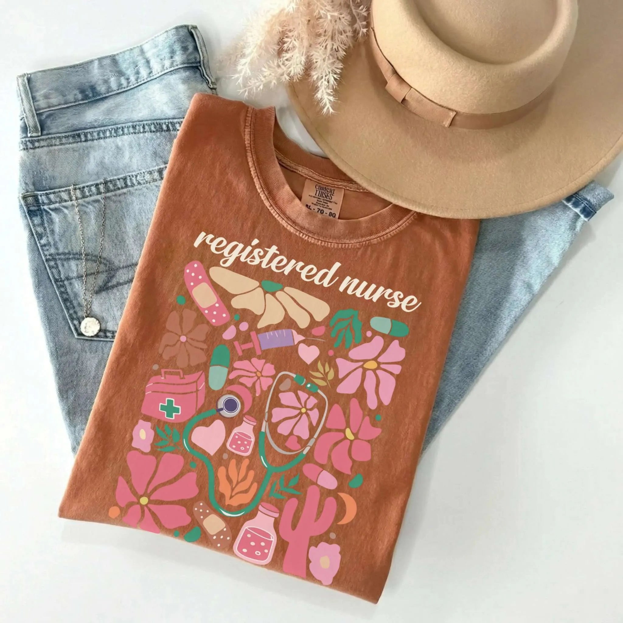 Registered Nurse Floral Matisse Comfort Colors Tee