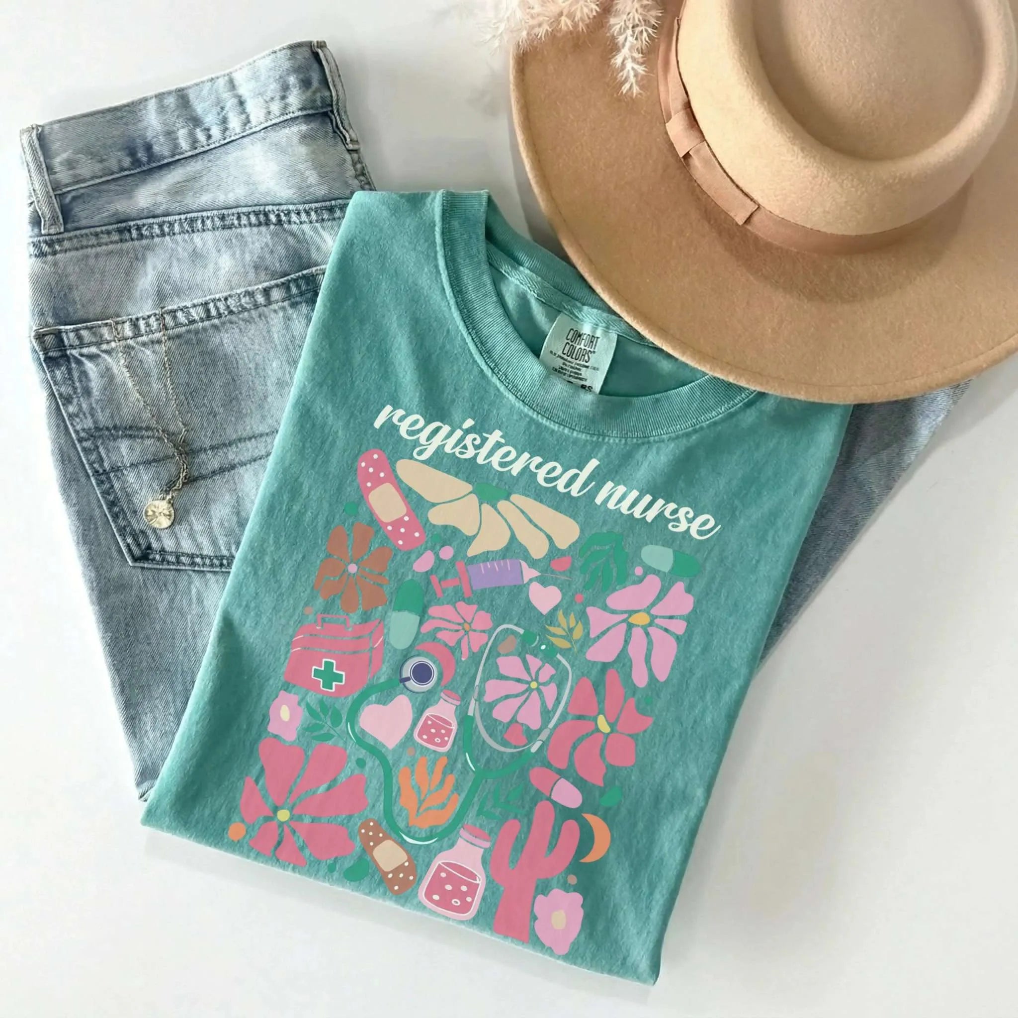 Registered Nurse Floral Matisse Comfort Colors Tee