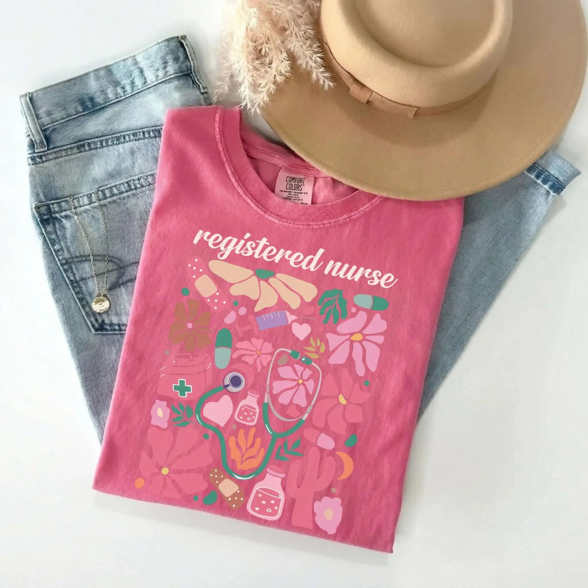 Registered Nurse Floral Matisse Comfort Colors Tee