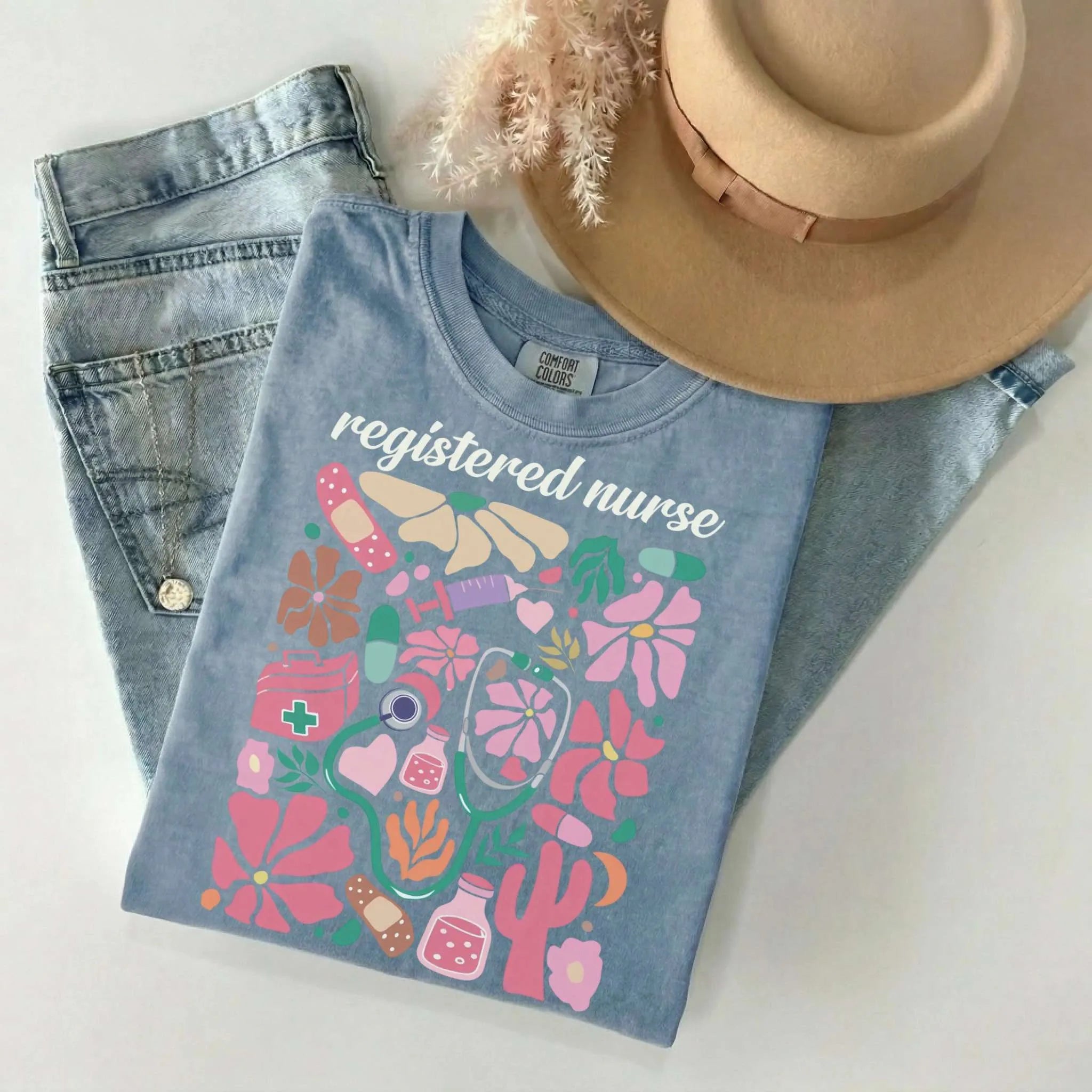 Registered Nurse Floral Matisse Comfort Colors Tee