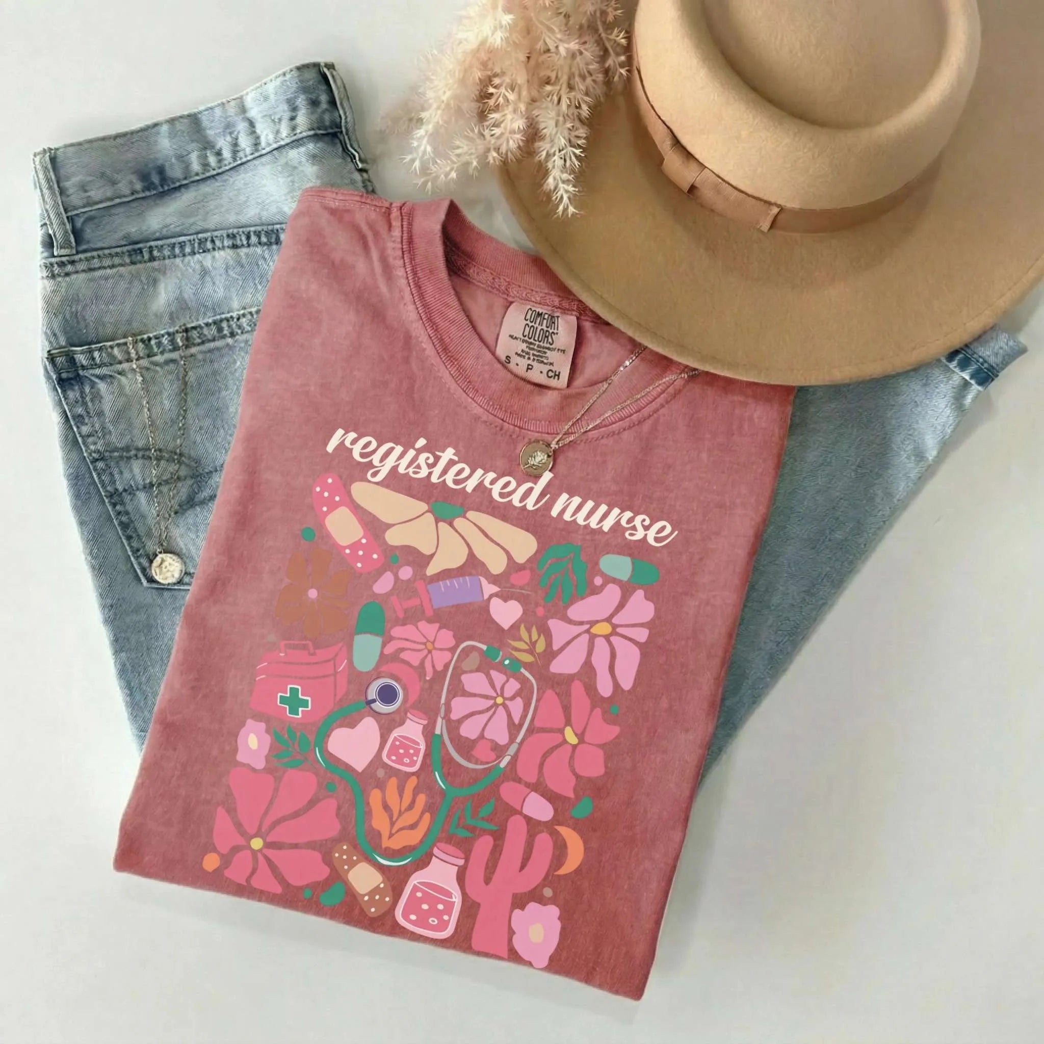 Registered Nurse Floral Matisse Comfort Colors Tee