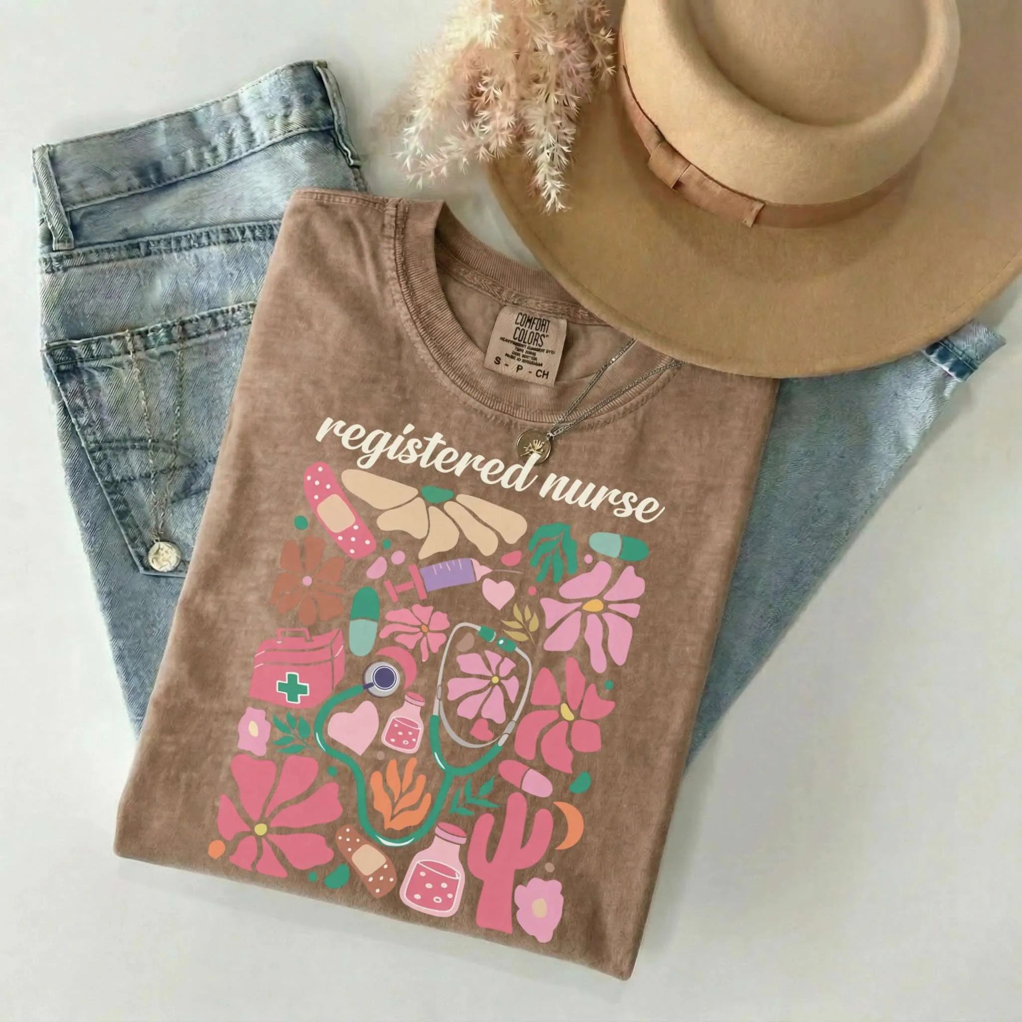 Registered Nurse Floral Matisse Comfort Colors Tee