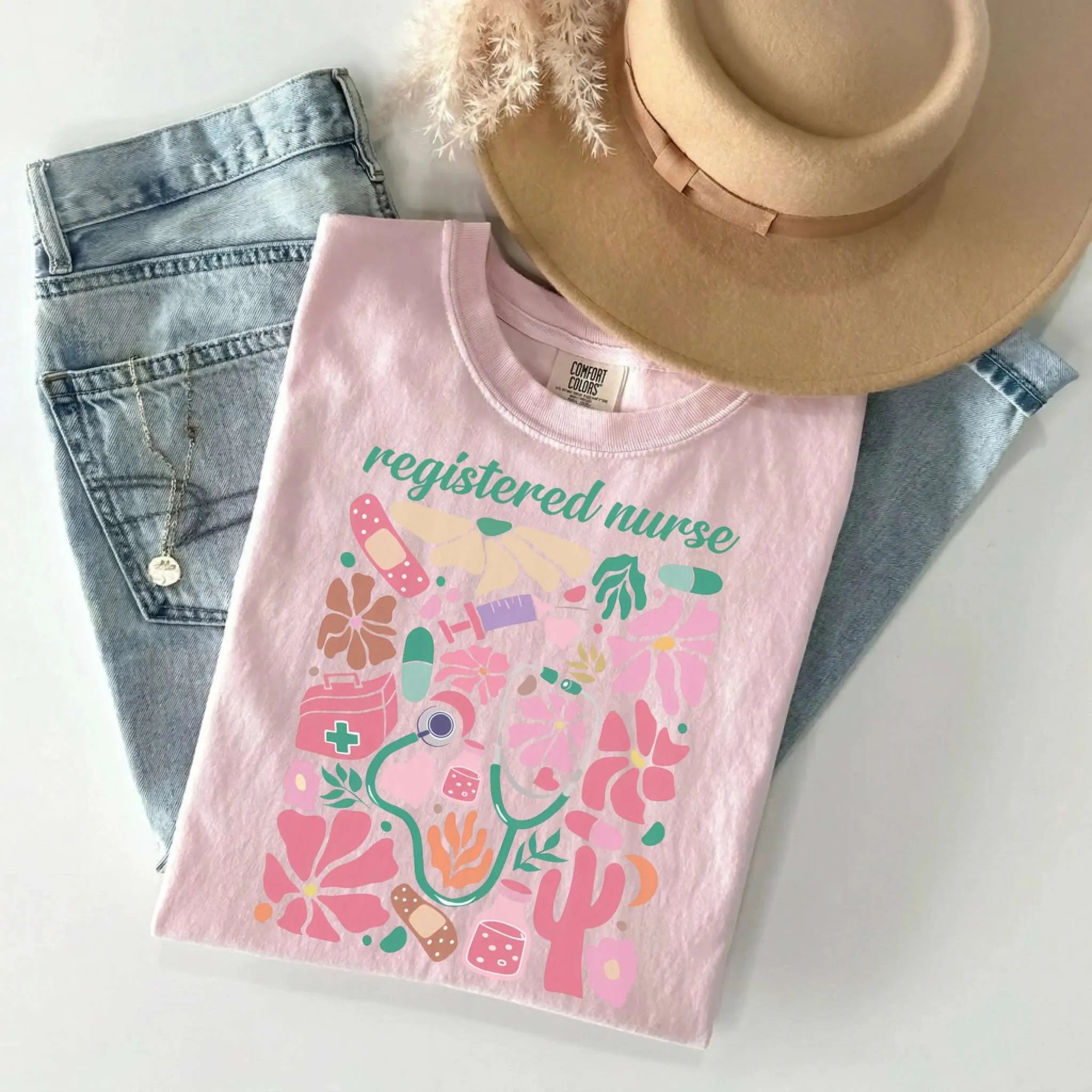 Registered Nurse Floral Matisse Comfort Colors Tee