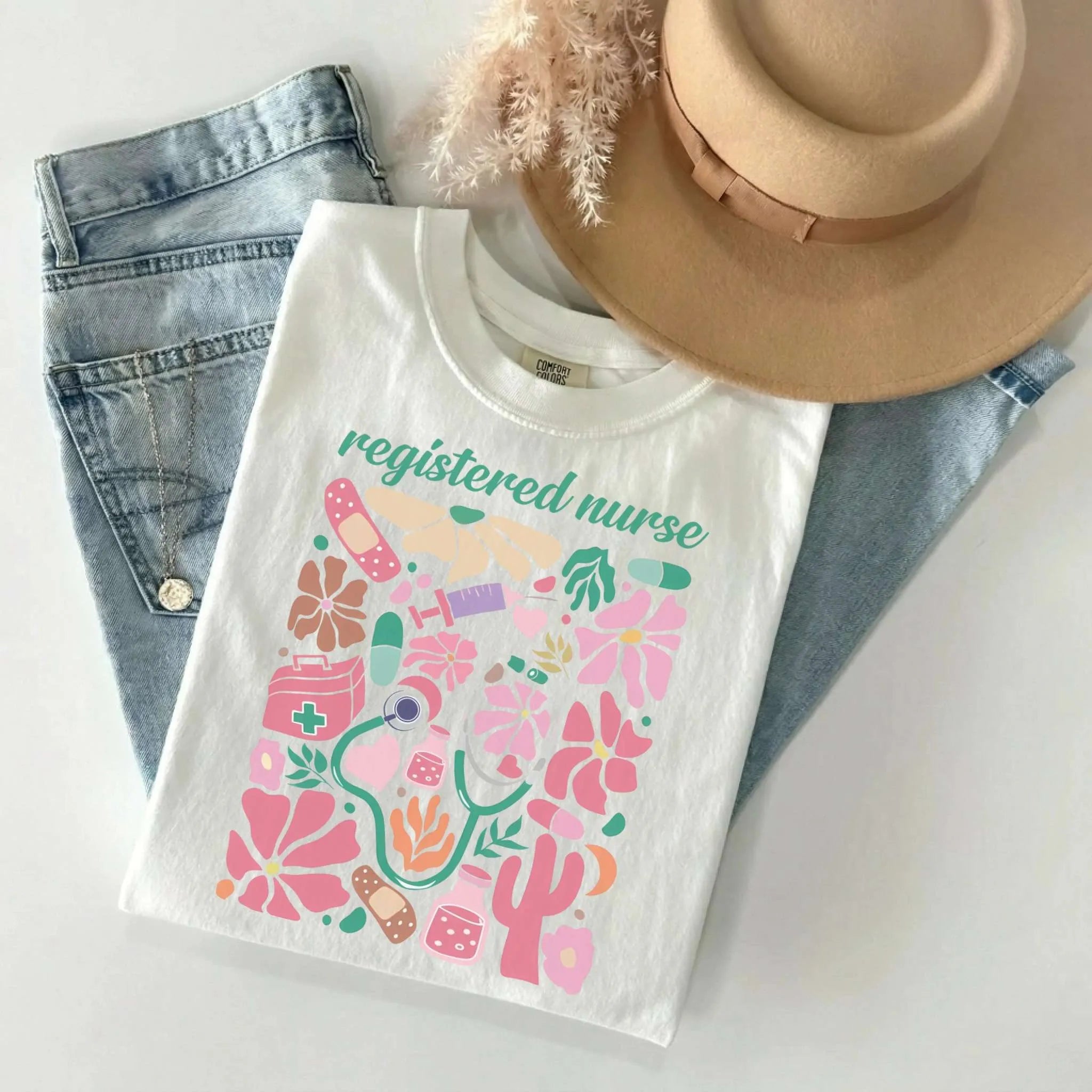 Registered Nurse Floral Matisse Comfort Colors Tee