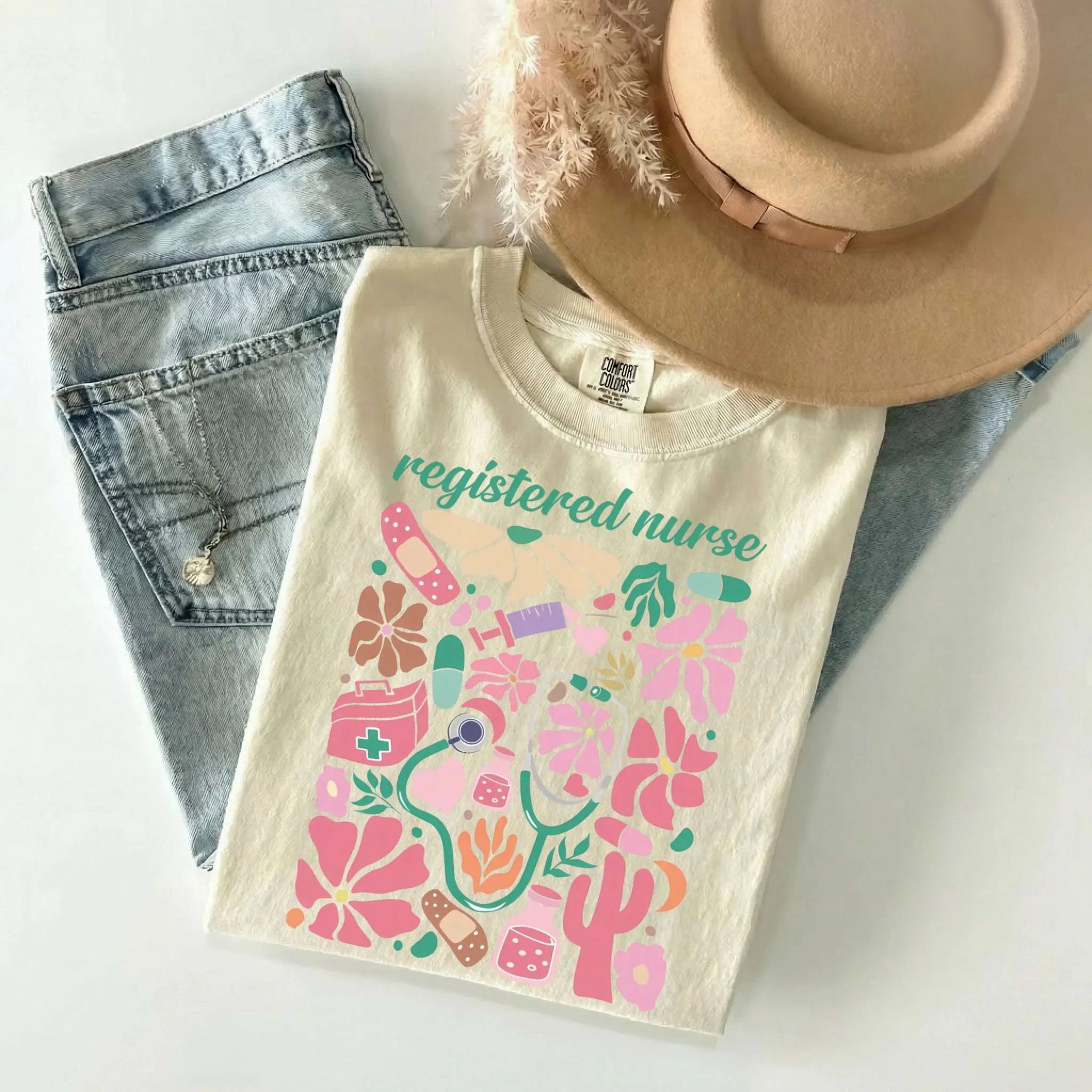 Registered Nurse Floral Matisse Comfort Colors Tee