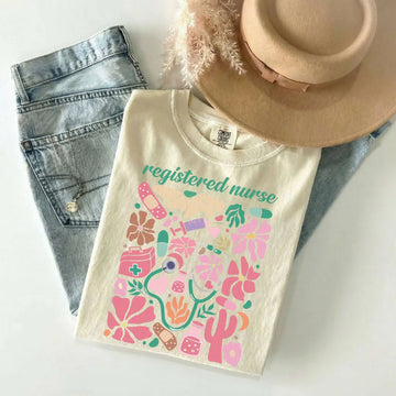 Registered Nurse Floral Matisse Comfort Colors Tee