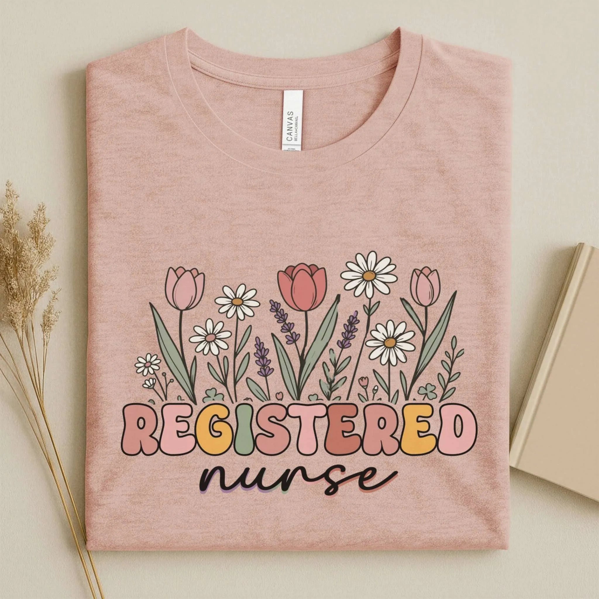 Registered Nurse Wildflower Floral Boho RN Nurse Tee