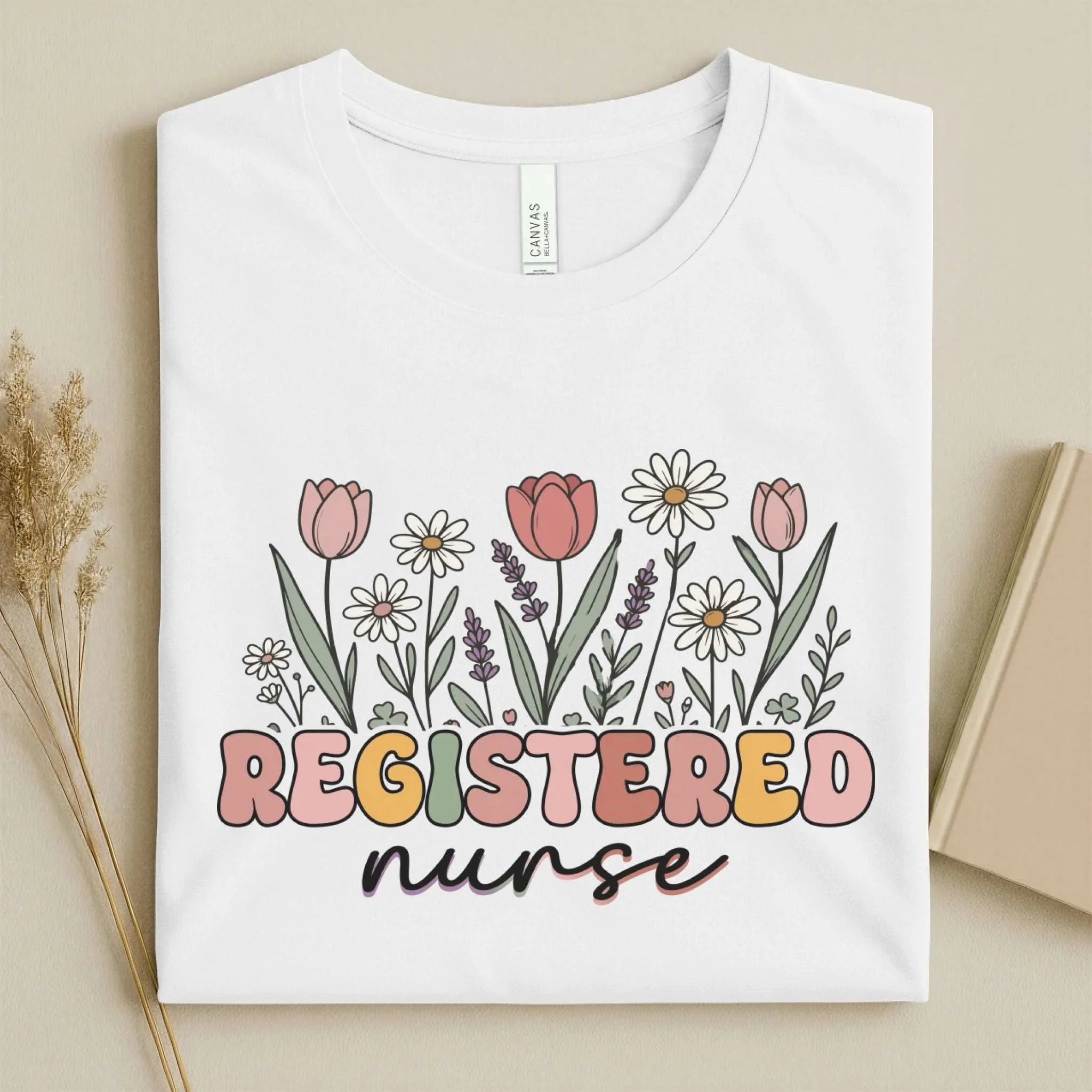 Registered Nurse Wildflower Floral Boho RN Nurse Tee