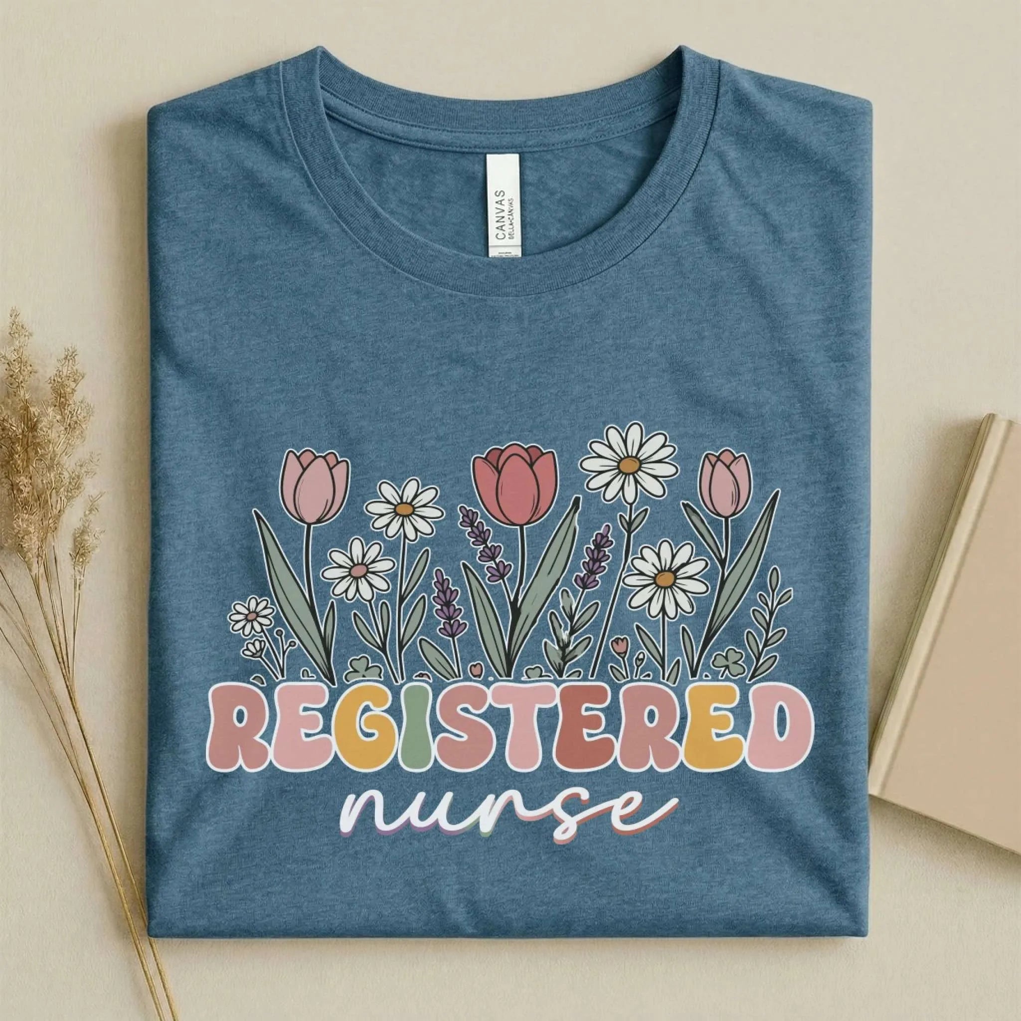 Registered Nurse Wildflower Floral Boho RN Nurse Tee