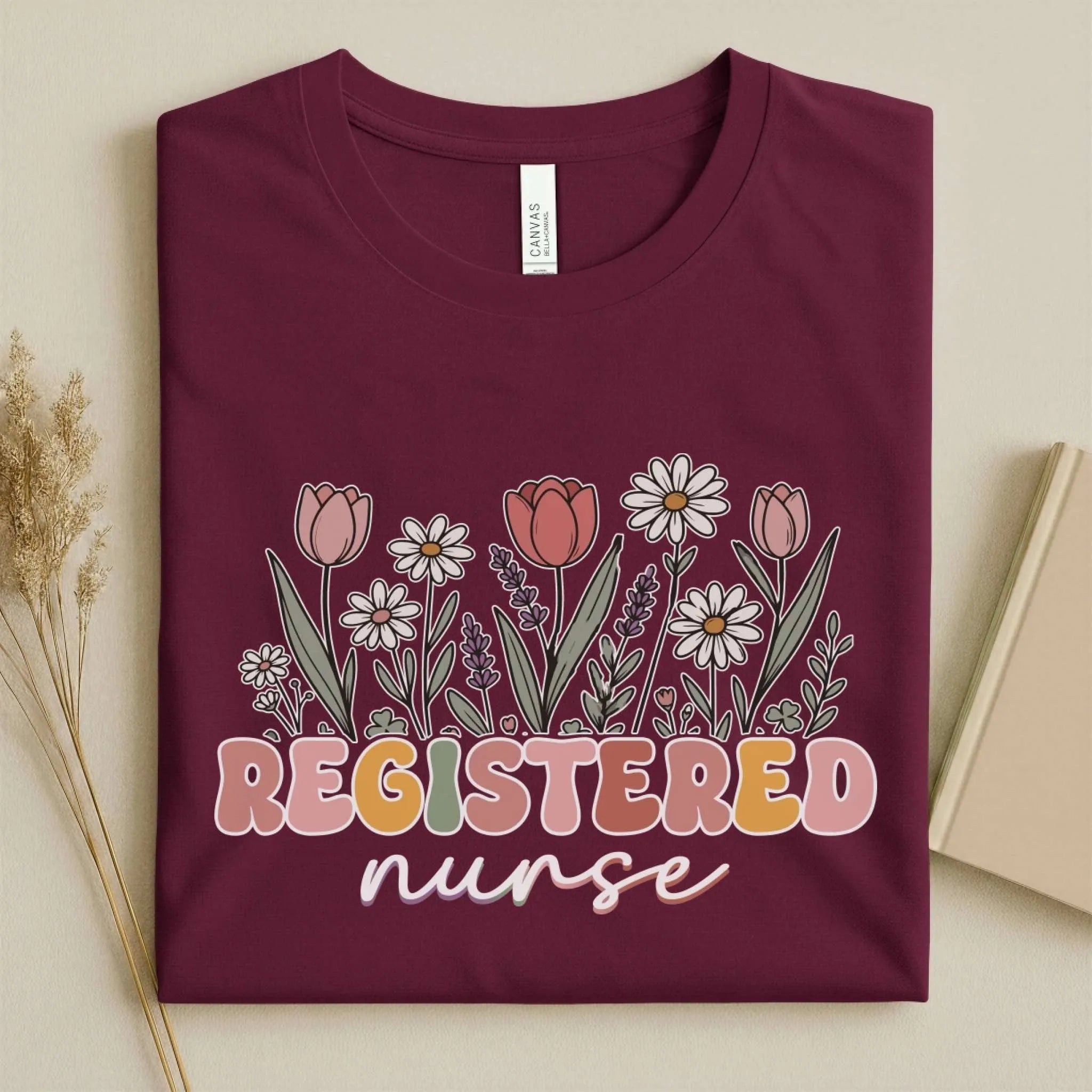 Registered Nurse Wildflower Floral Boho RN Nurse Tee