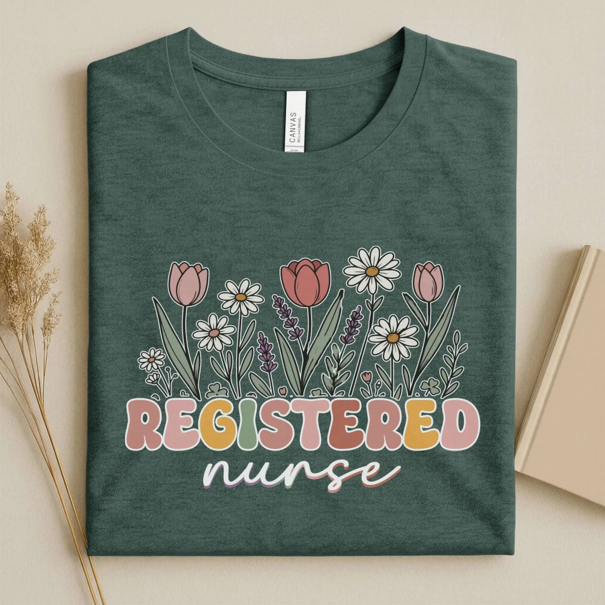 Registered Nurse Wildflower Floral Boho RN Nurse Tee