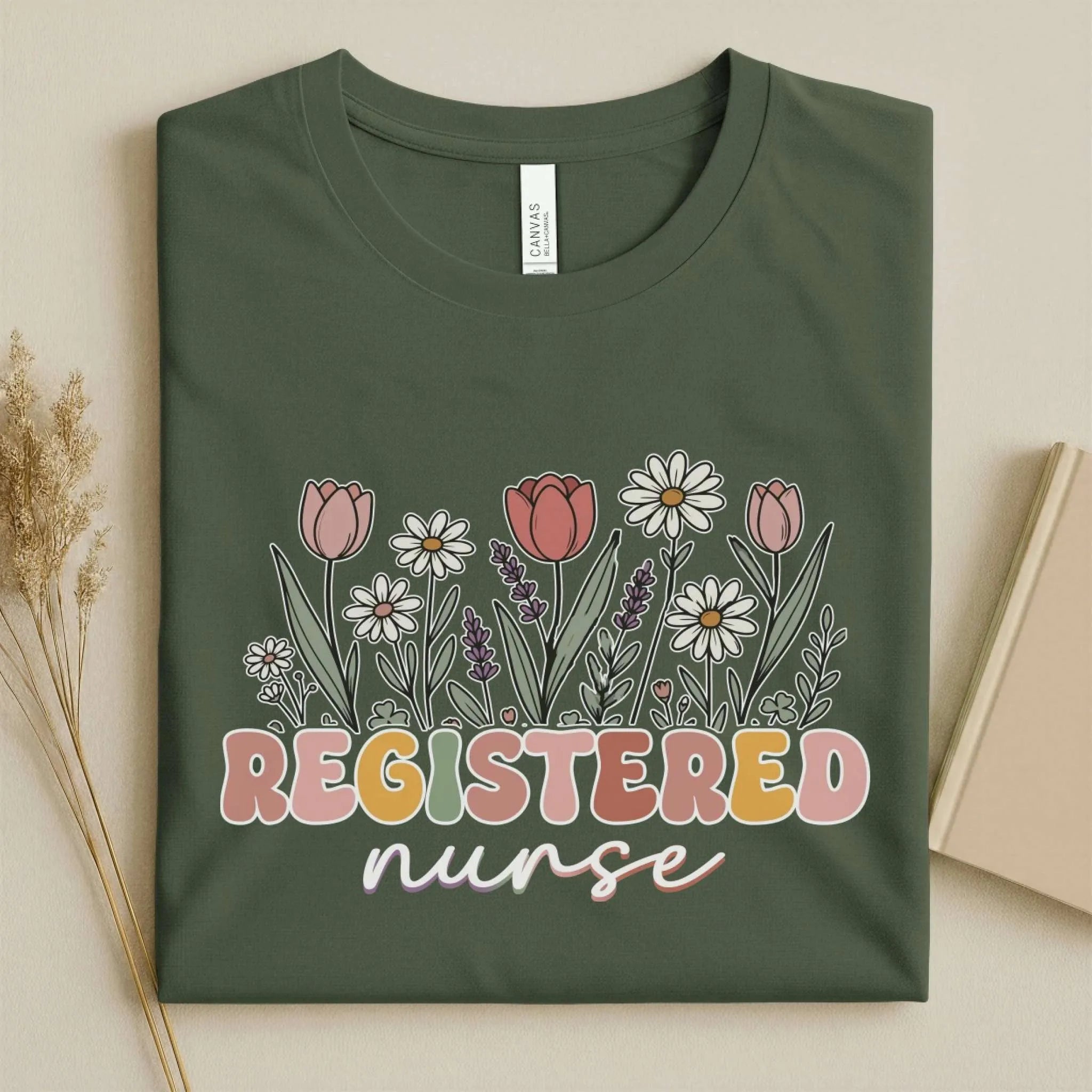 Registered Nurse Wildflower Floral Boho RN Nurse Tee