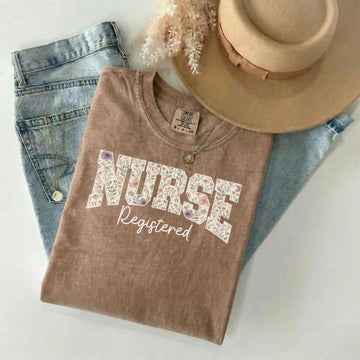 Registered Nurse Wildflower Varsity Comfort Colors Tee