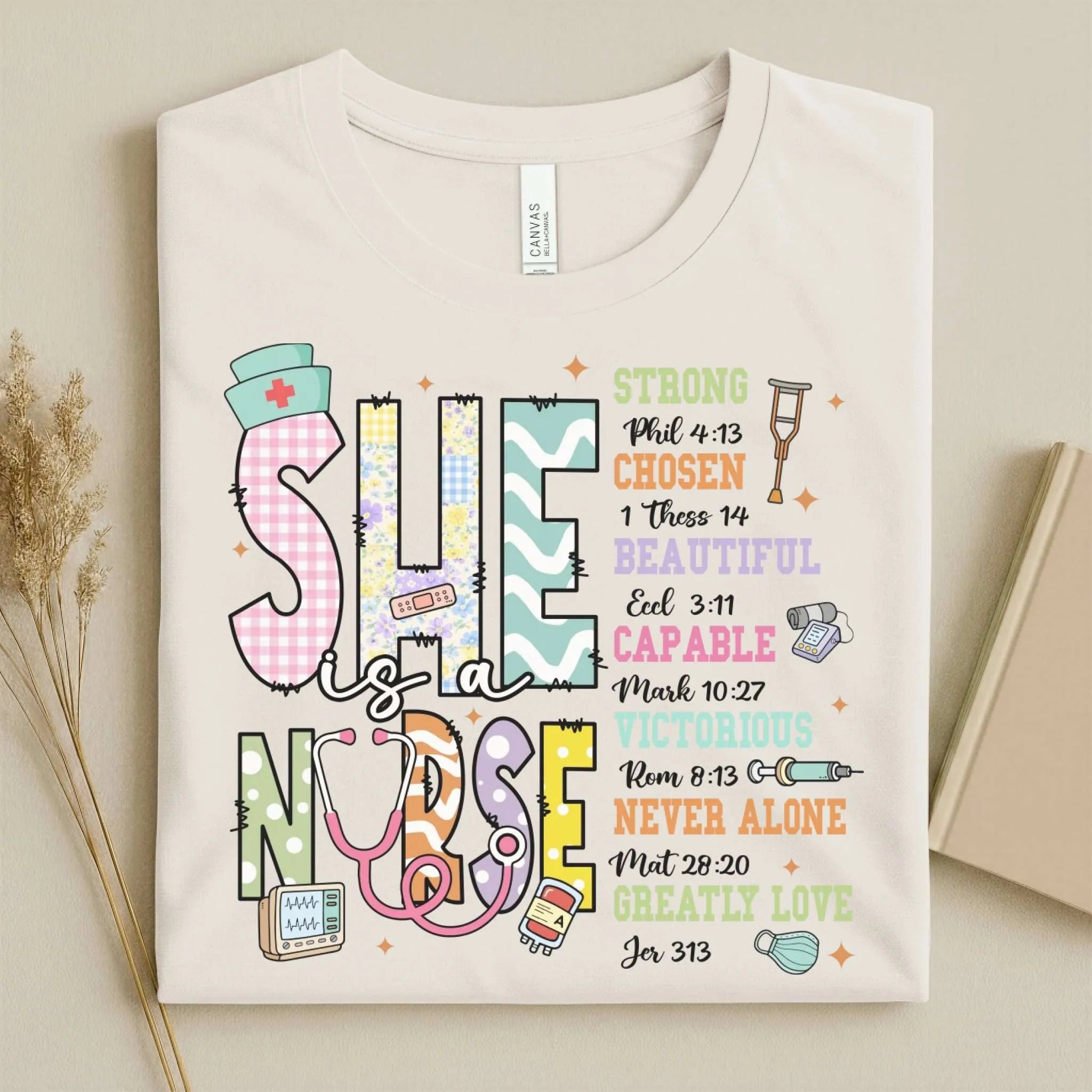 She Is a Nurse Bible Verse Cute Nurse Shirts for Women