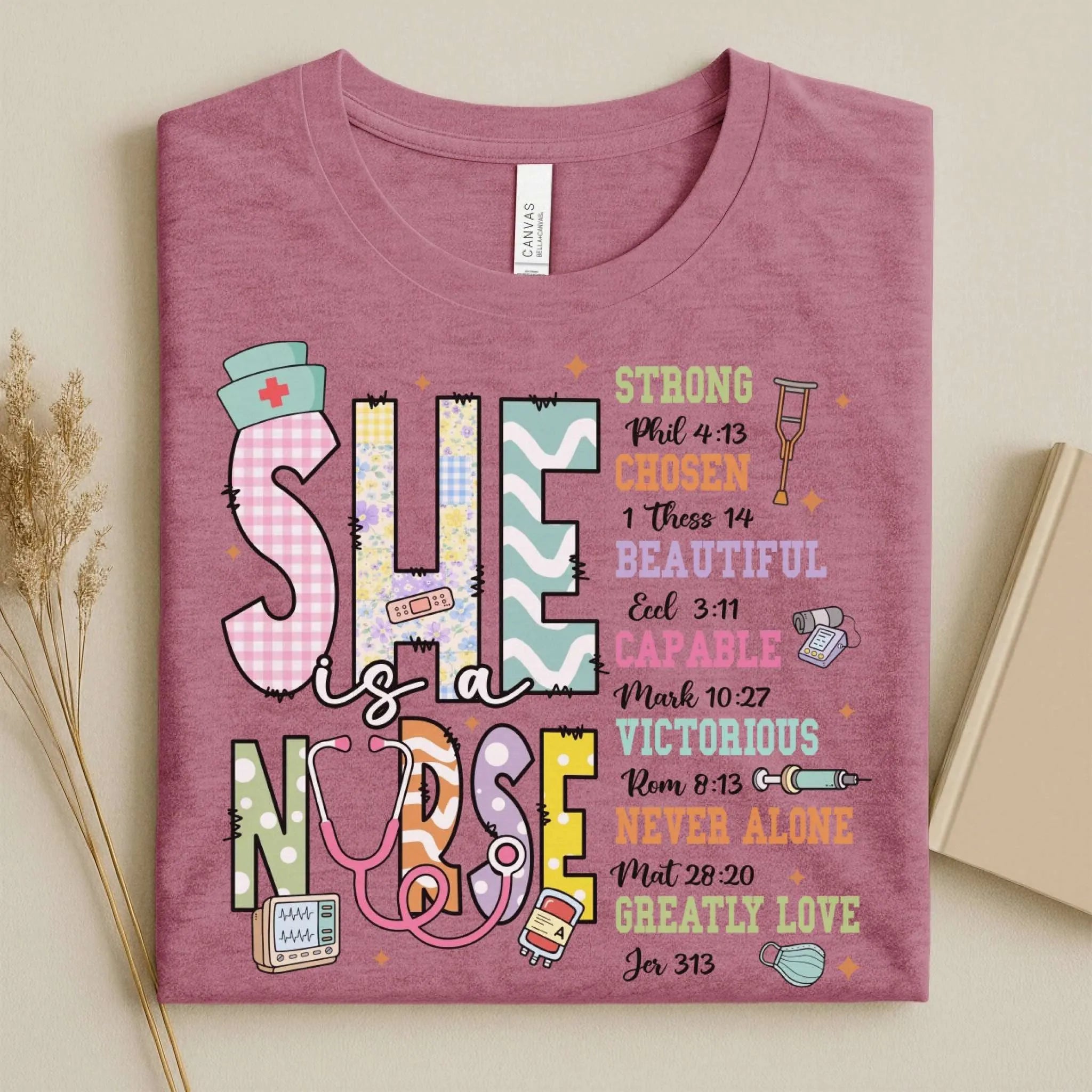 She Is a Nurse Bible Verse Cute Nurse Shirts for Women