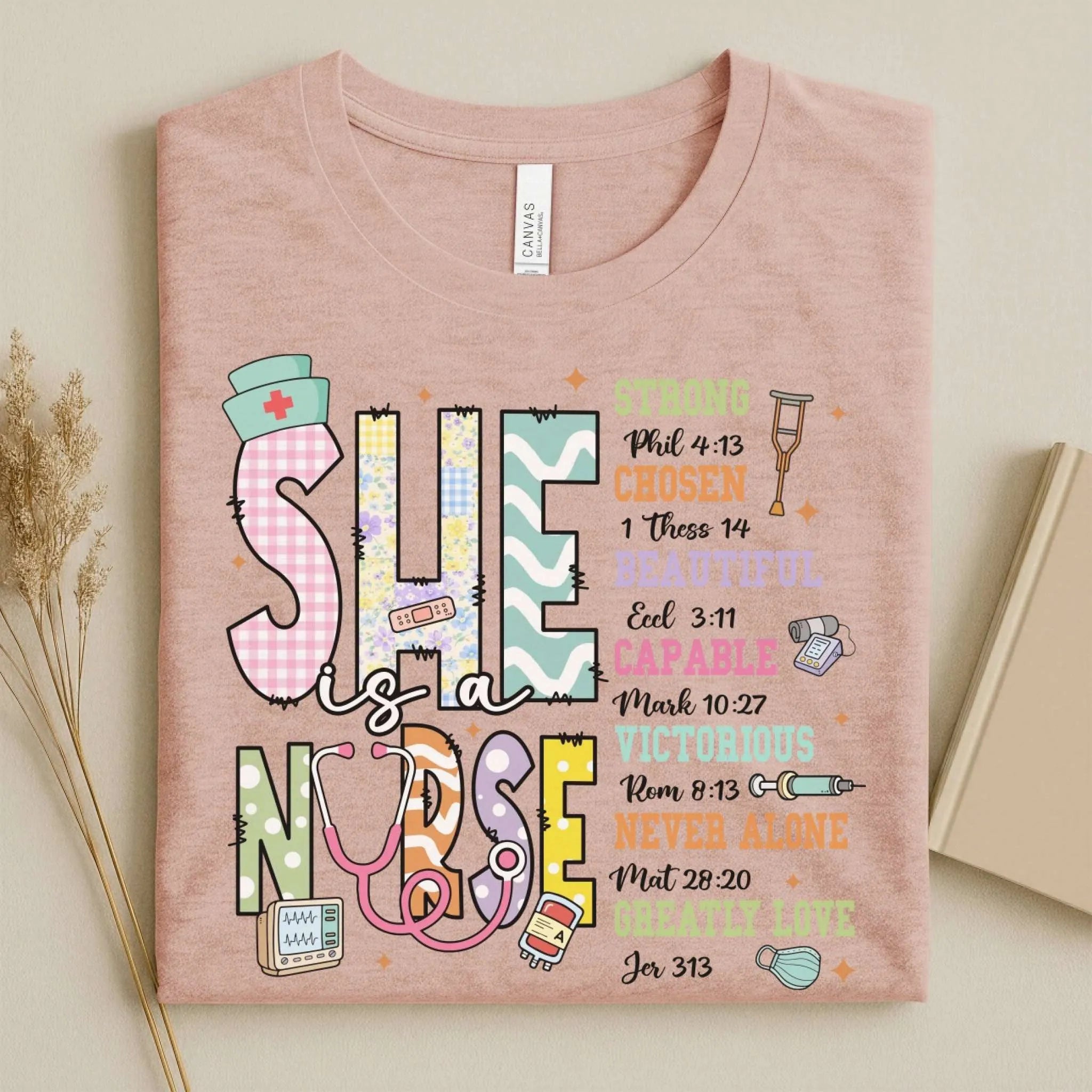 She Is a Nurse Bible Verse Cute Nurse Shirts for Women