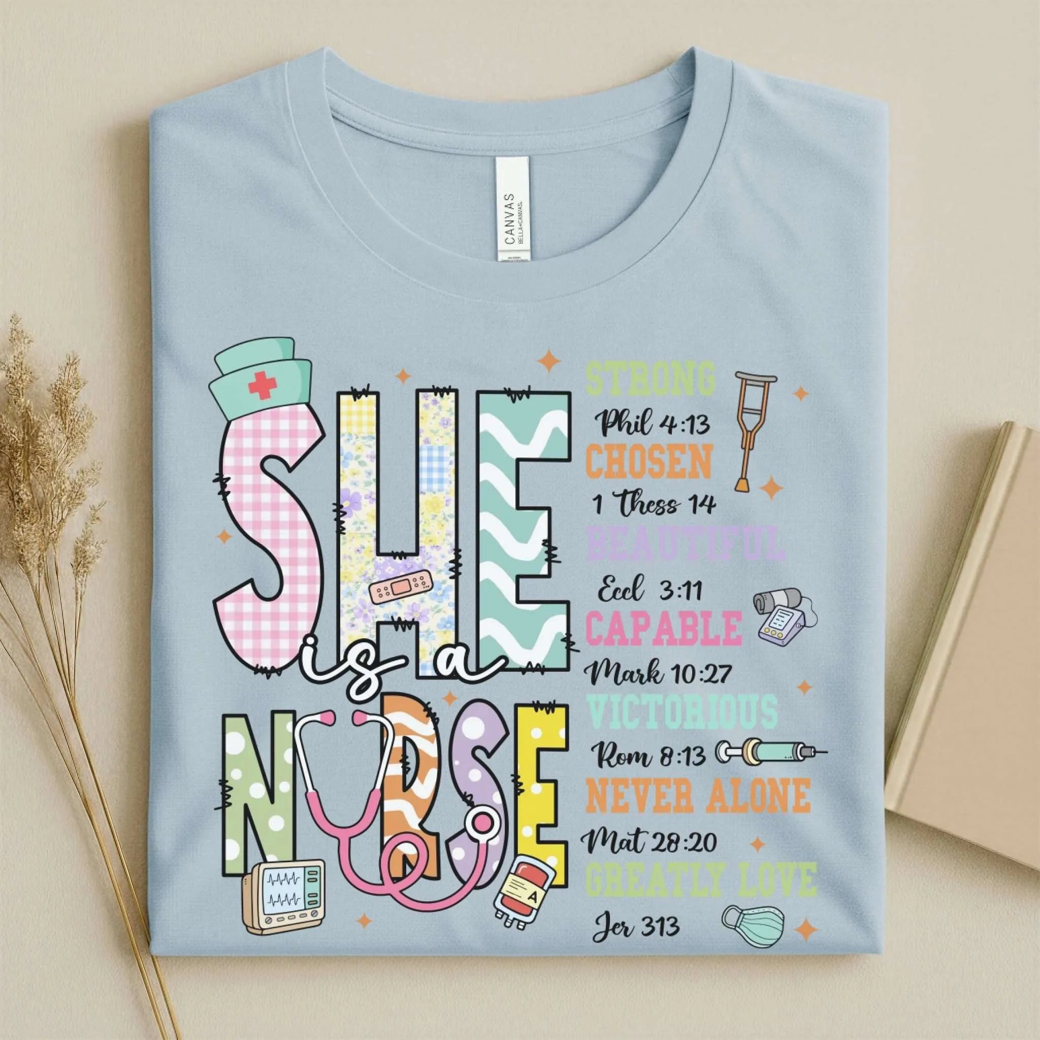 She Is a Nurse Bible Verse Cute Nurse Shirts for Women