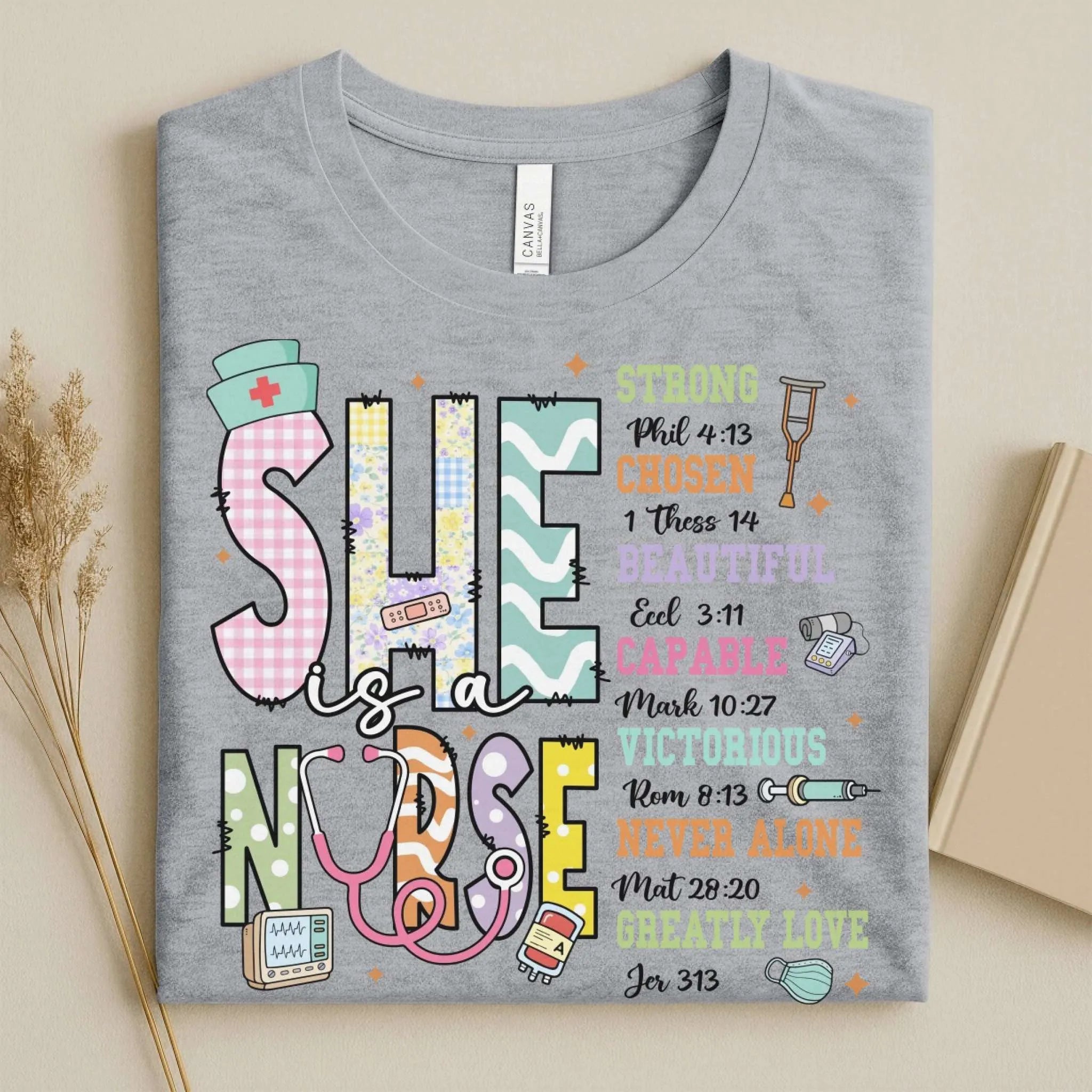 She Is a Nurse Bible Verse Cute Nurse Shirts for Women
