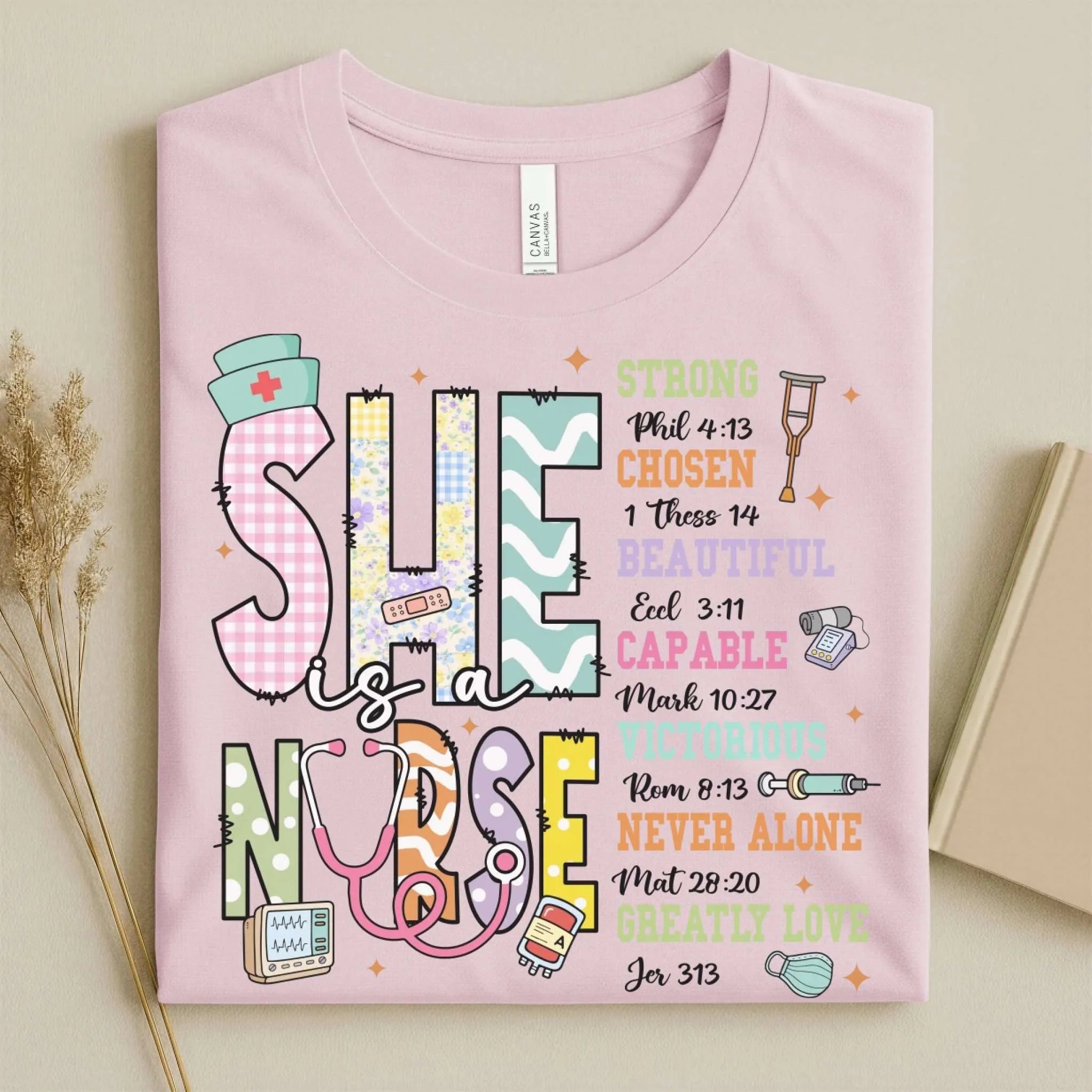 She Is a Nurse Bible Verse Cute Nurse Shirts for Women
