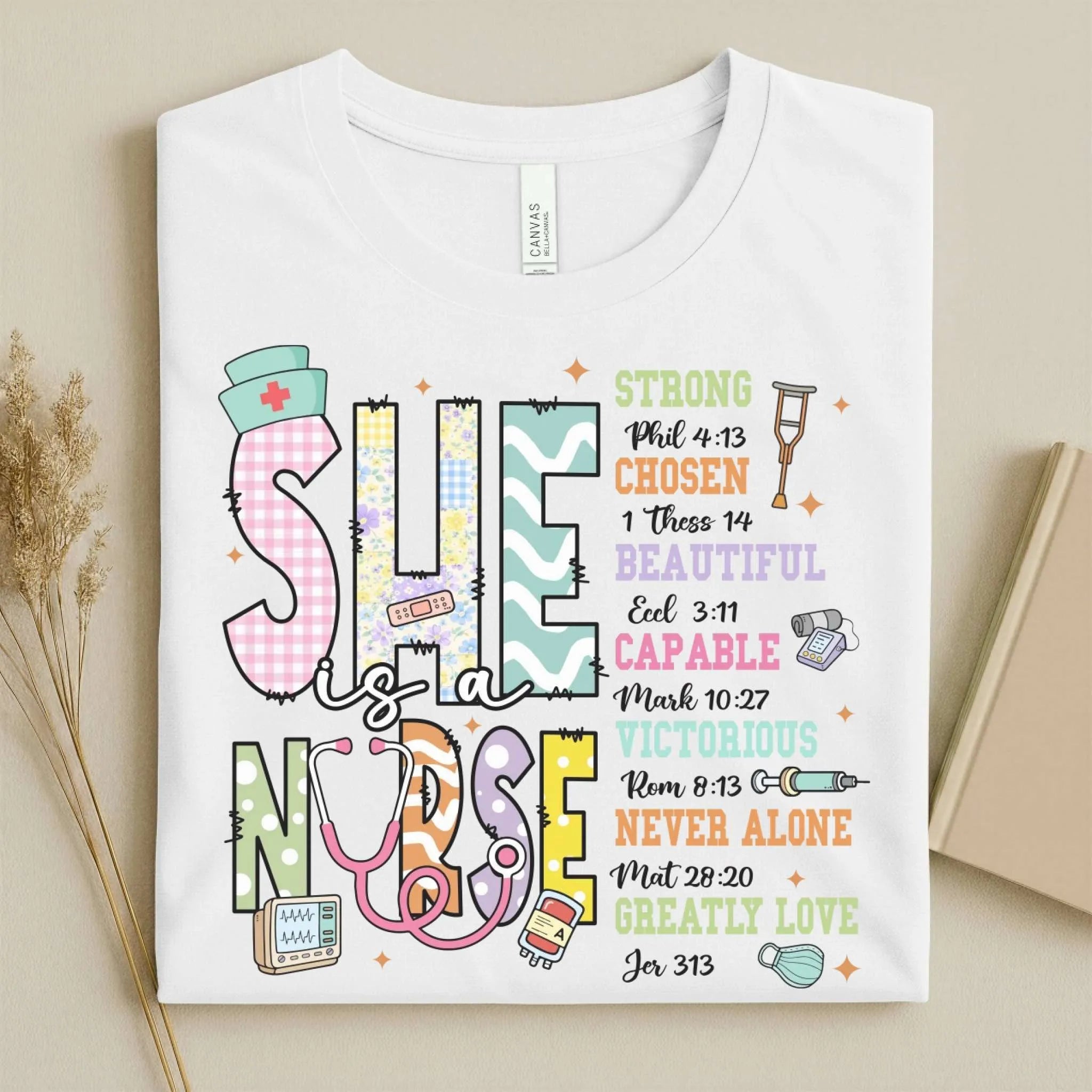 She Is a Nurse Bible Verse Cute Nurse Shirts for Women