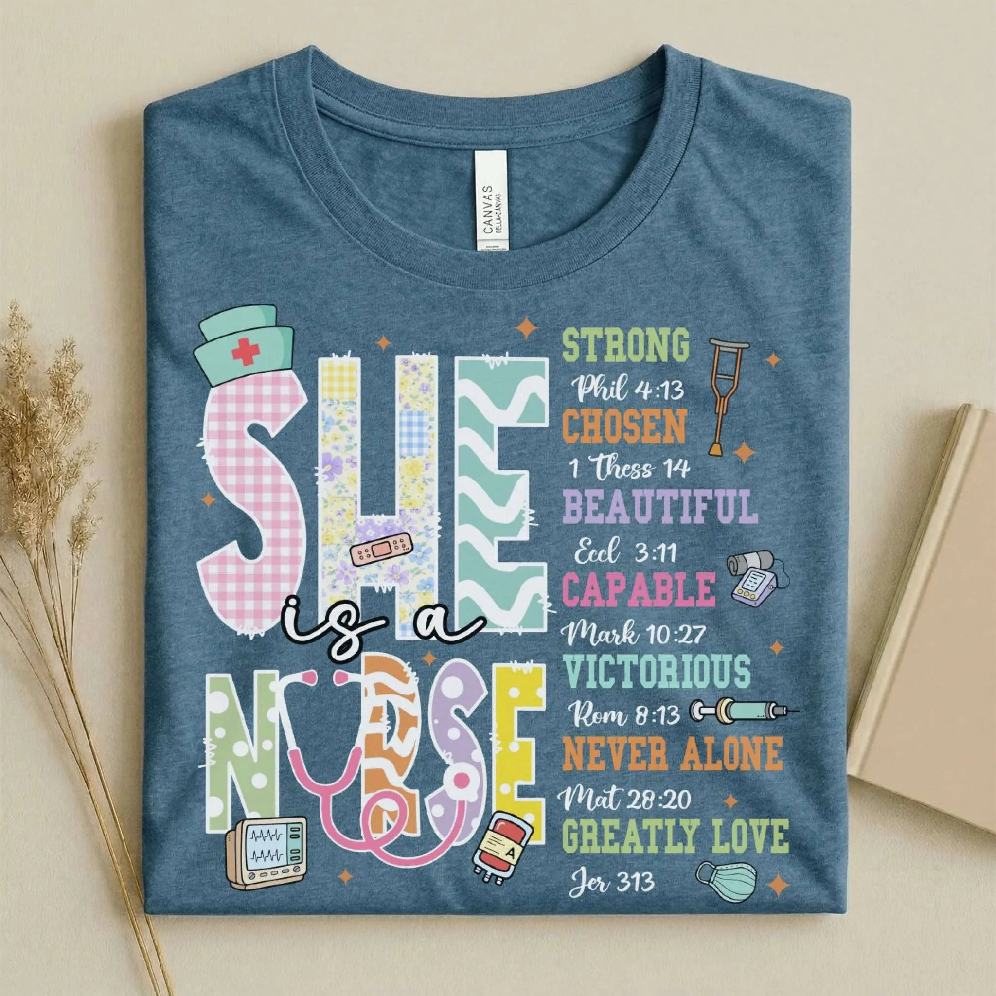 She Is a Nurse Bible Verse Cute Nurse Shirts for Women