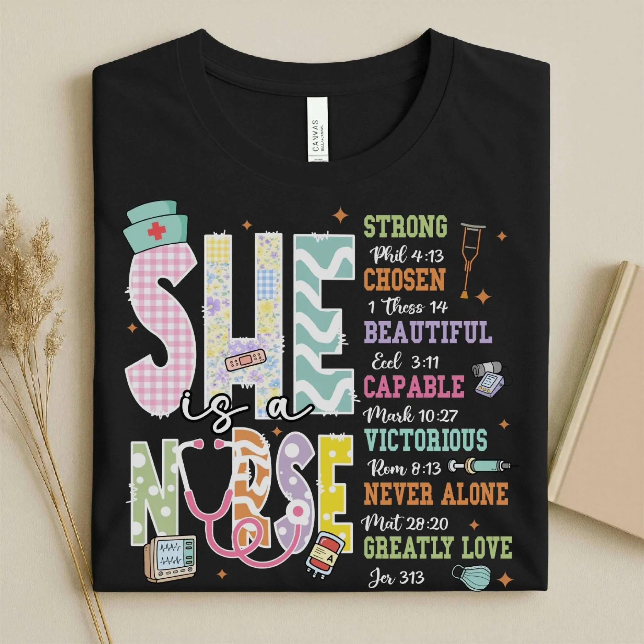 She Is a Nurse Bible Verse Cute Nurse Shirts for Women