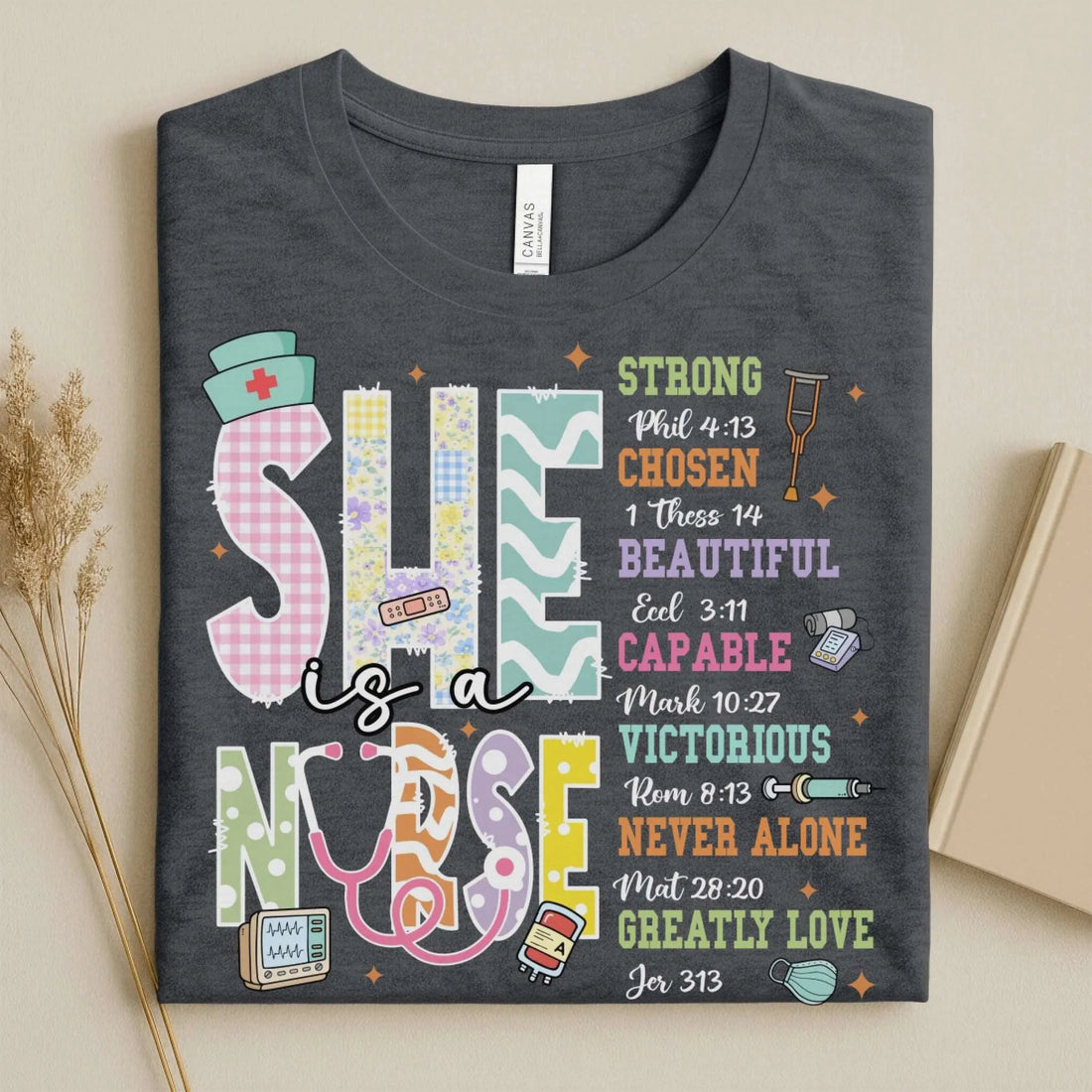 She Is a Nurse Bible Verse Cute Nurse Shirts for Women