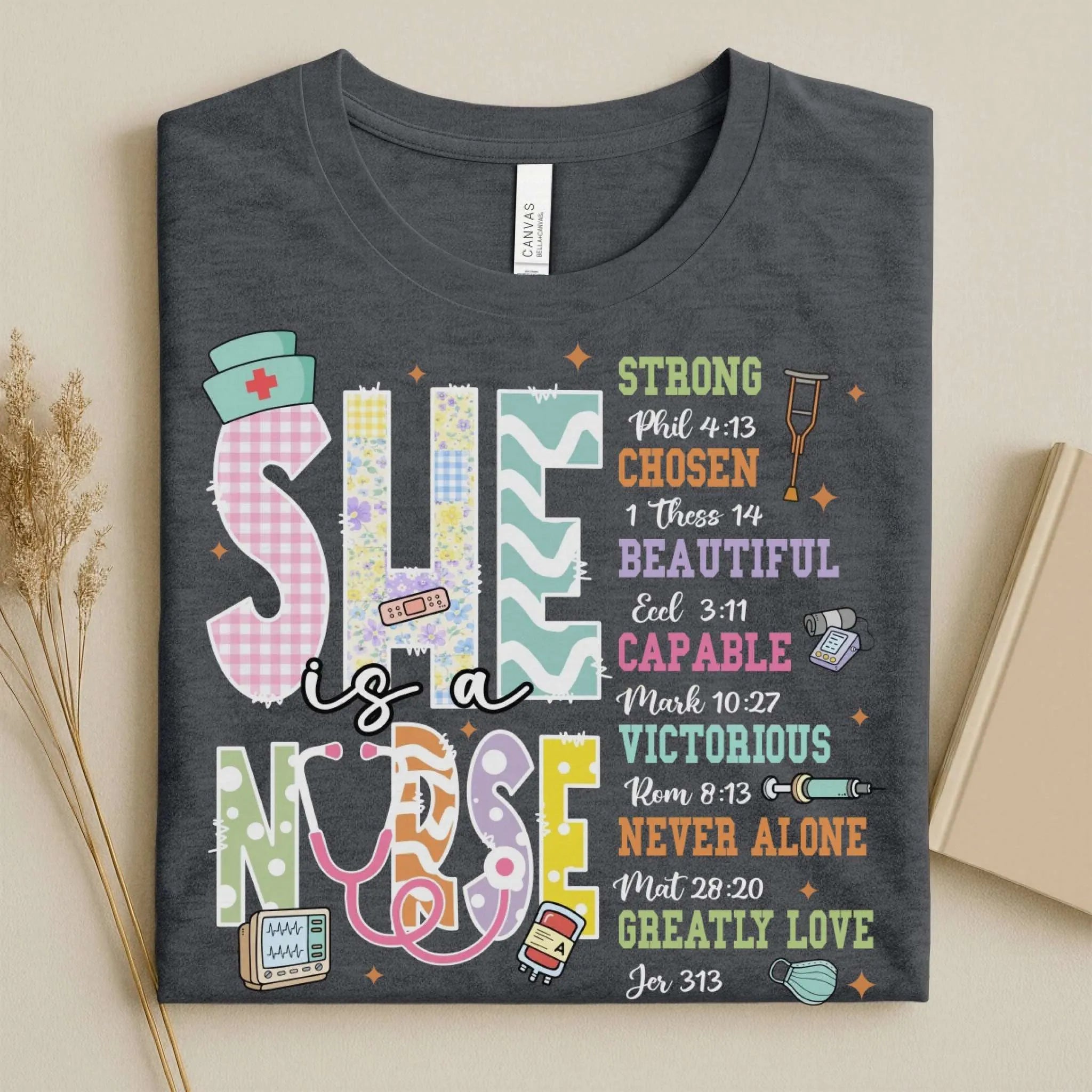 She Is a Nurse Bible Verse Cute Nurse Shirts for Women