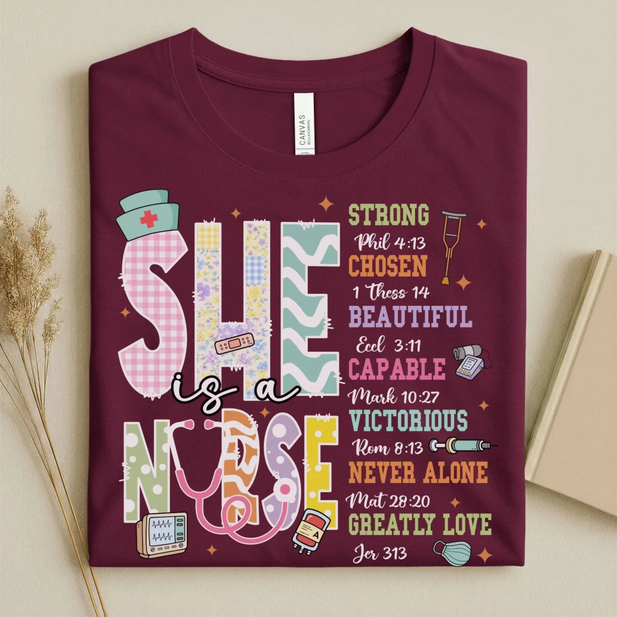 She Is a Nurse Bible Verse Cute Nurse Shirts for Women