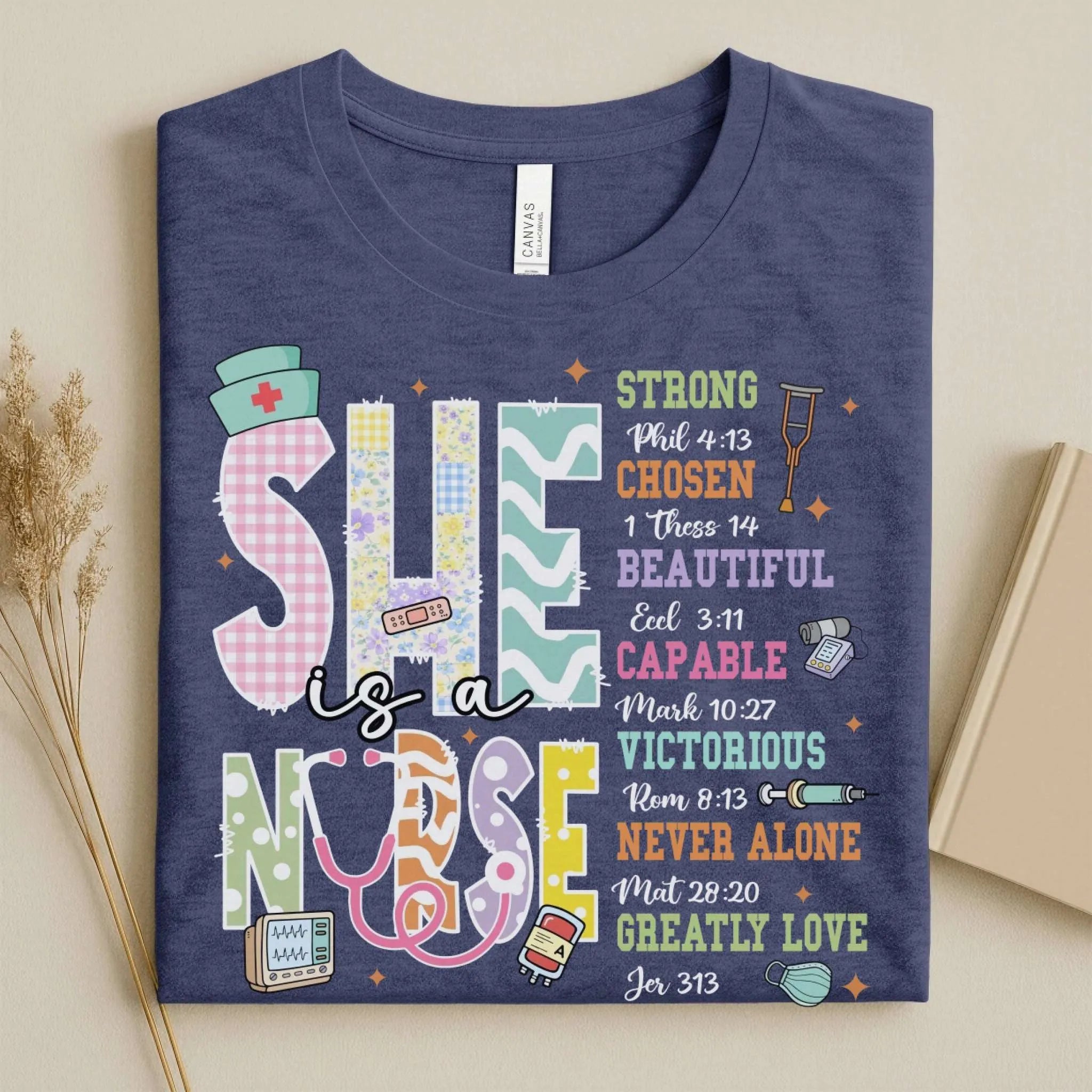 She Is a Nurse Bible Verse Cute Nurse Shirts for Women