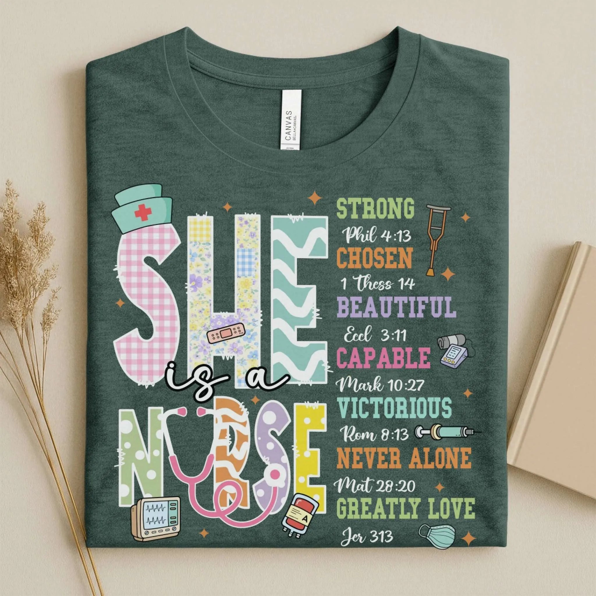She Is a Nurse Bible Verse Cute Nurse Shirts for Women