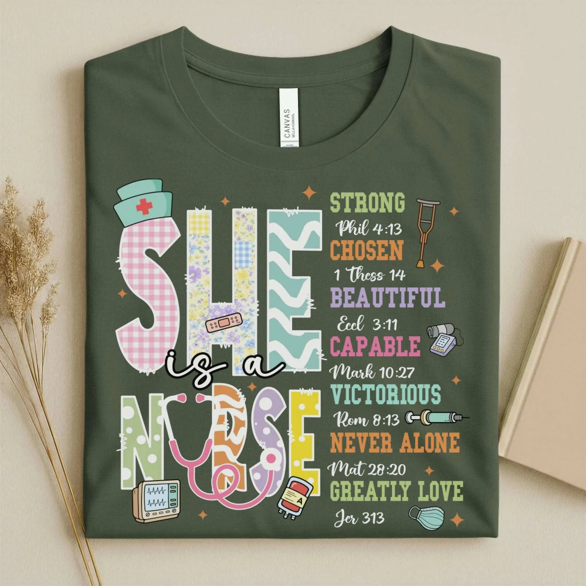 She Is a Nurse Bible Verse Cute Nurse Shirts for Women