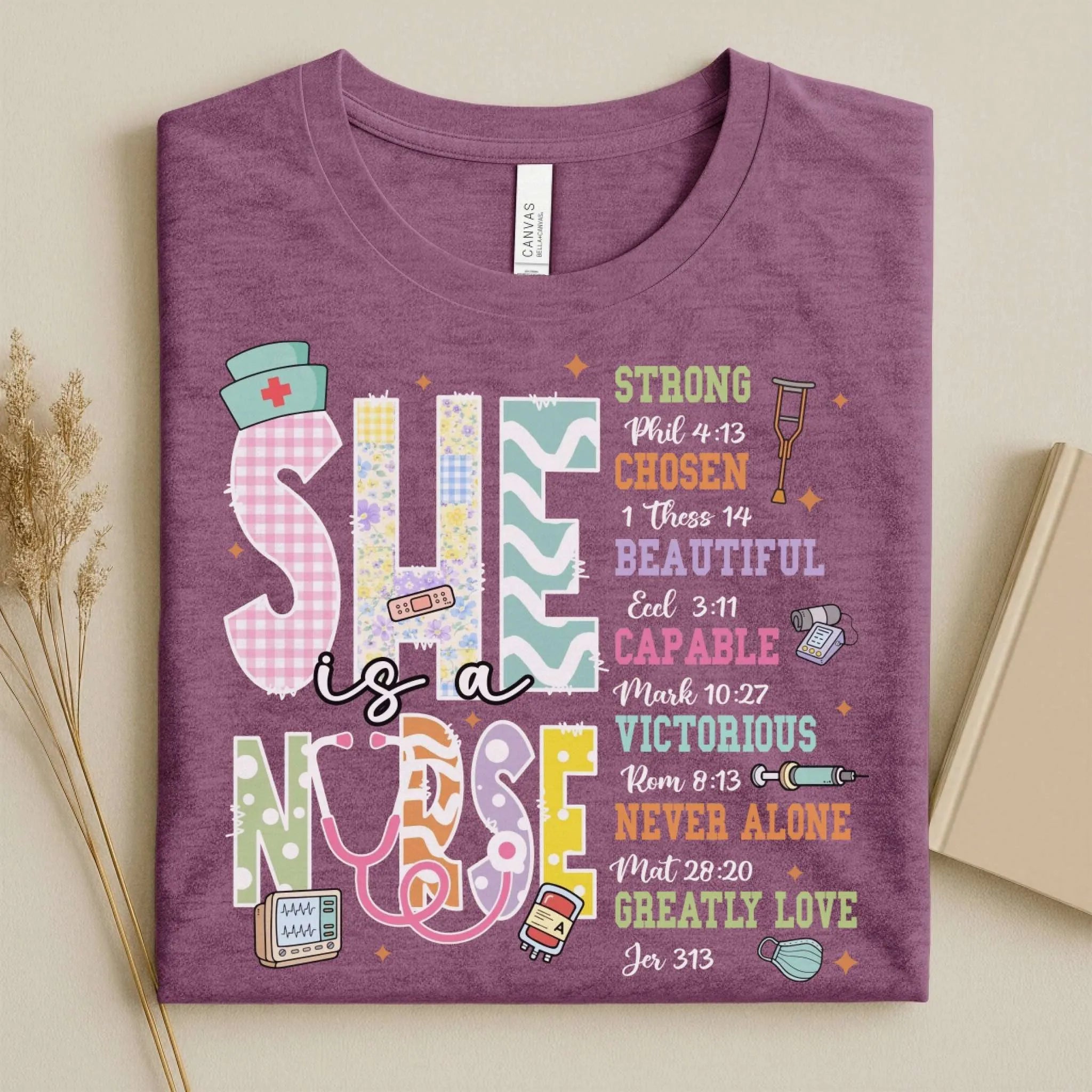 She Is a Nurse Bible Verse Cute Nurse Shirts for Women