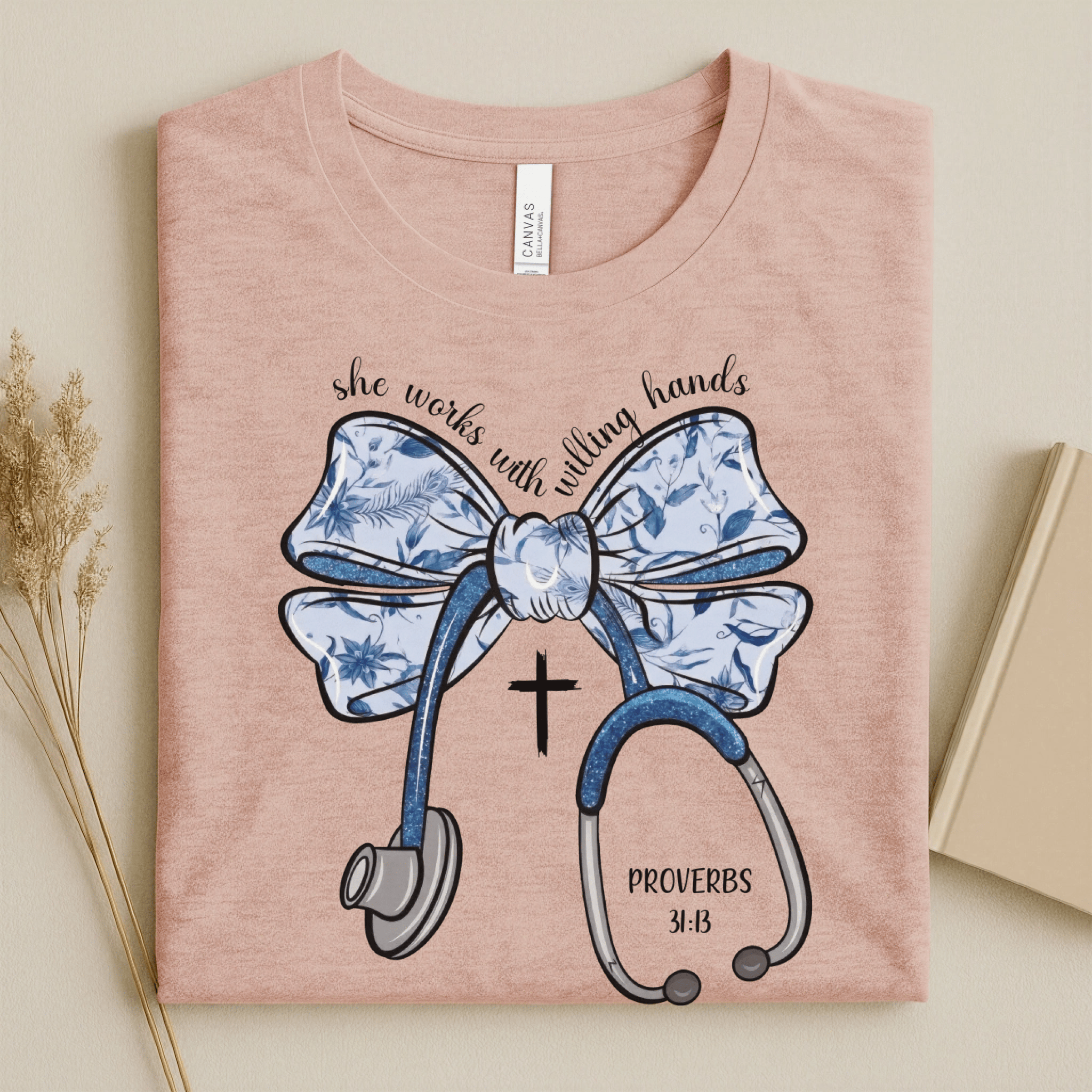 Nursehype She Works with Willing Hands Christian Nurse Tee