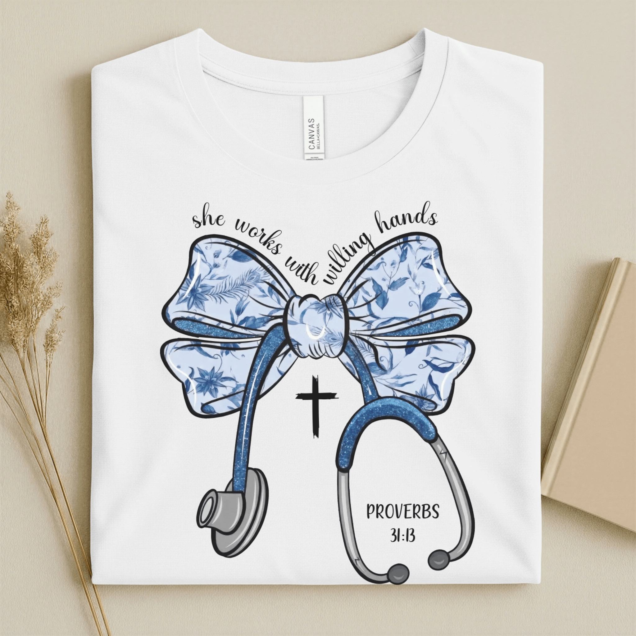 Nursehype She Works with Willing Hands Christian Nurse Tee