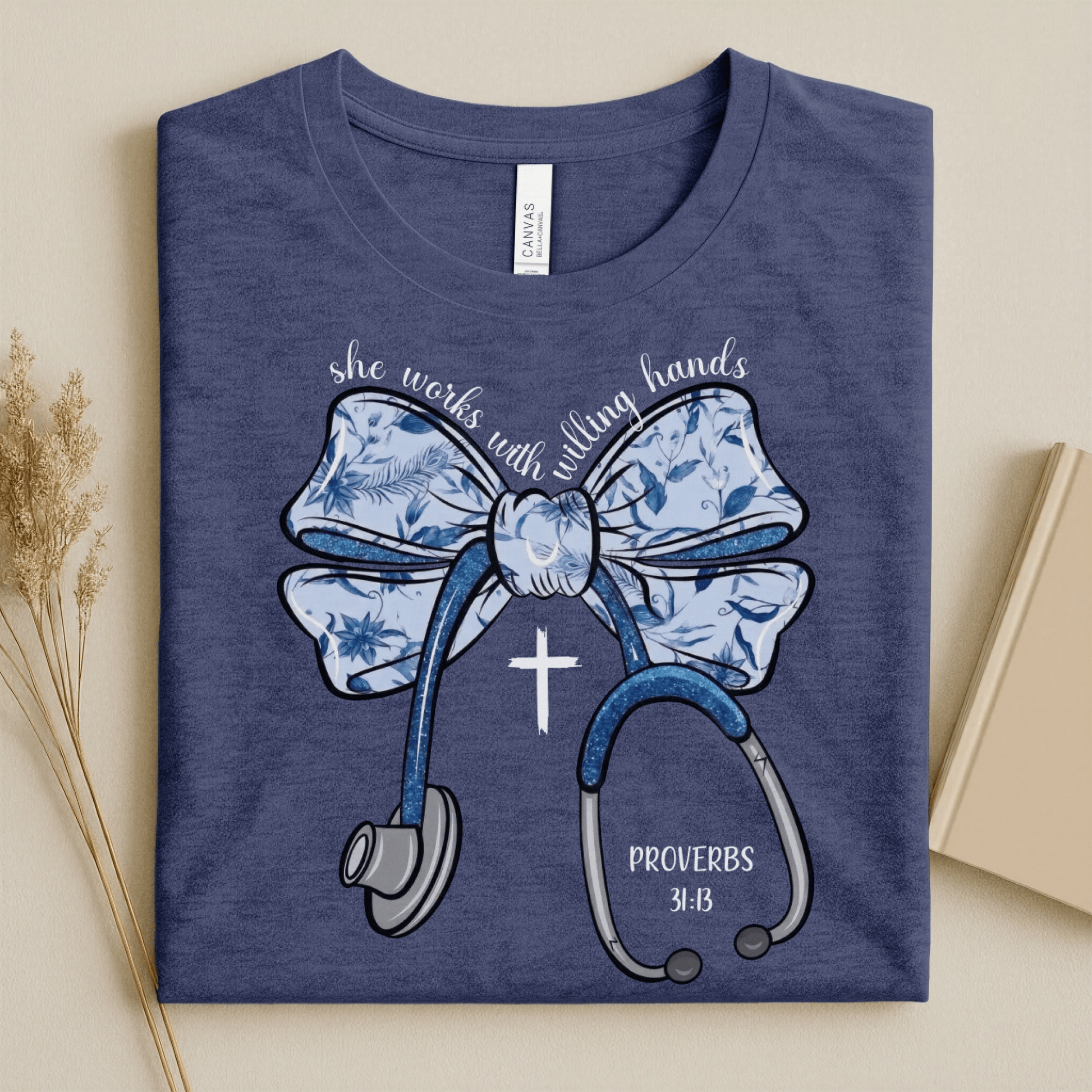 Nursehype She Works with Willing Hands Christian Nurse Tee