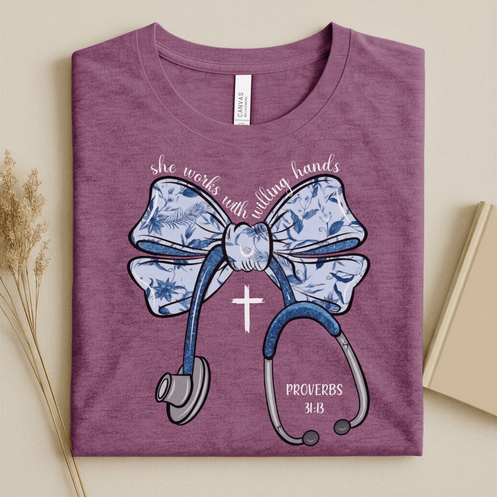 Nursehype She Works with Willing Hands Christian Nurse Tee