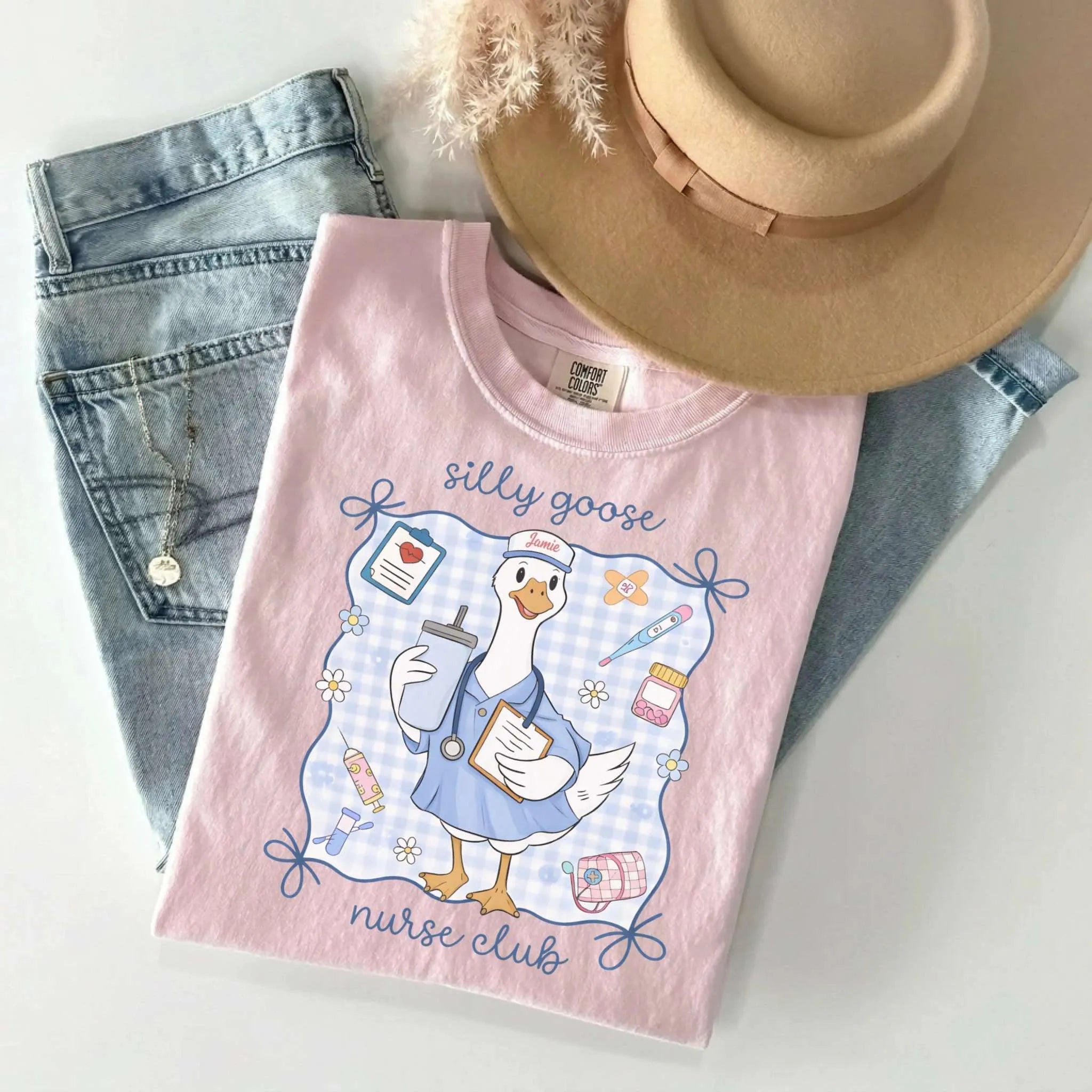 Personalized Silly Goose Nurse Club Comfort Colors Tee