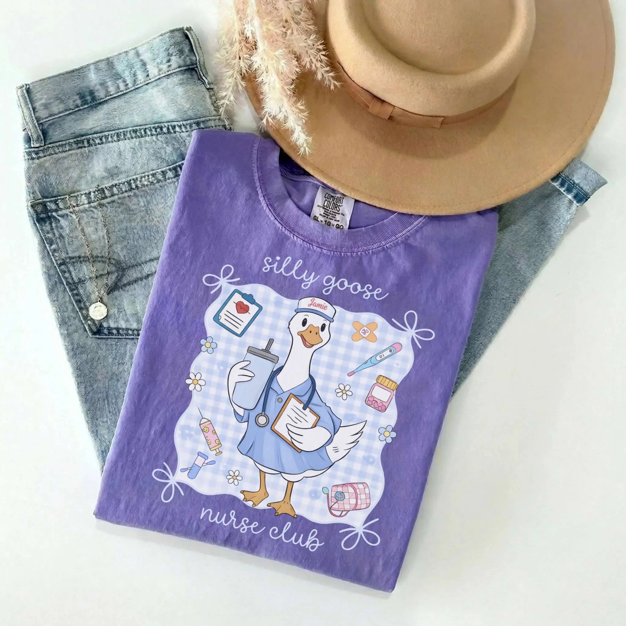 Personalized Silly Goose Nurse Club Comfort Colors Tee